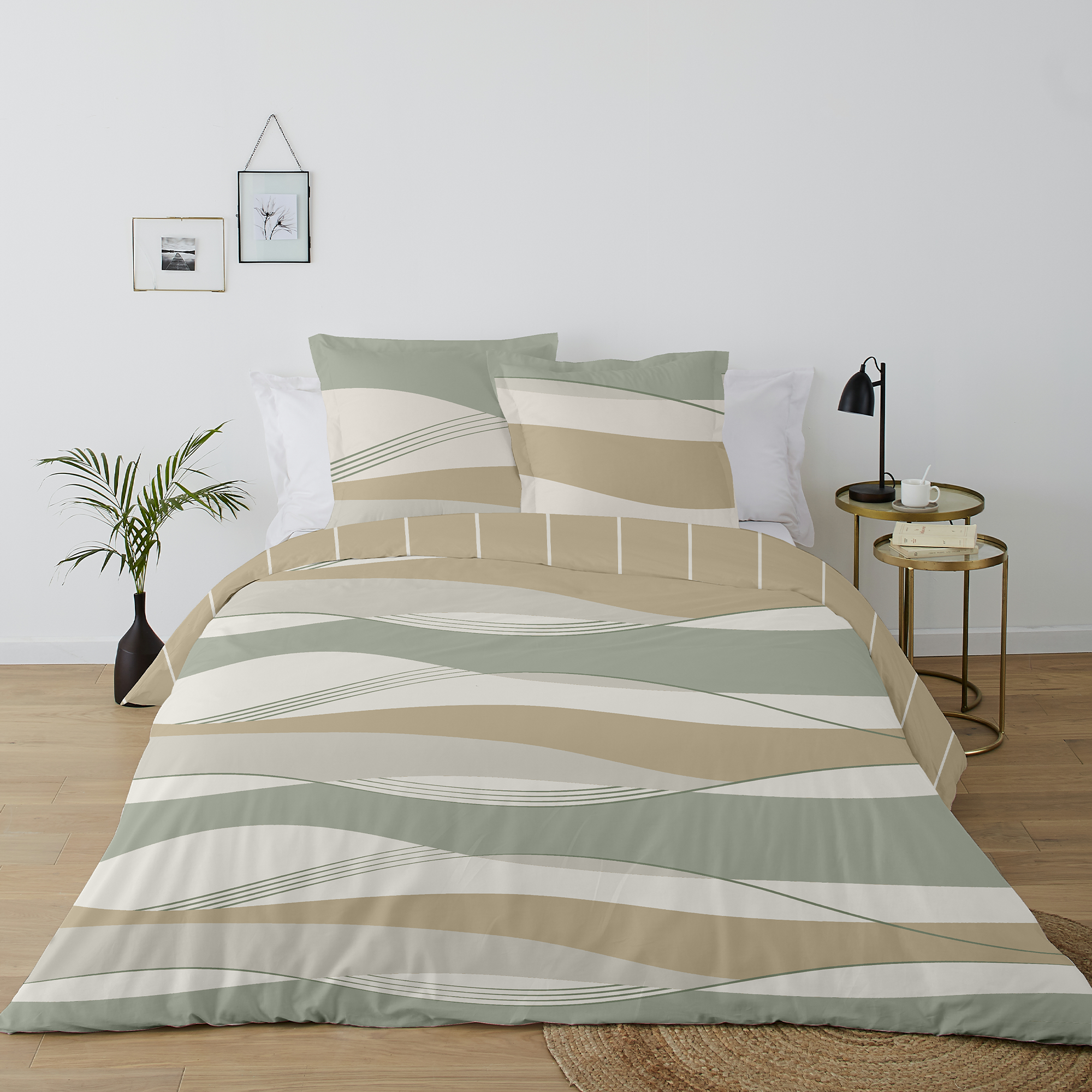 Parure housse de couette imprimée 260x240cm - Vert