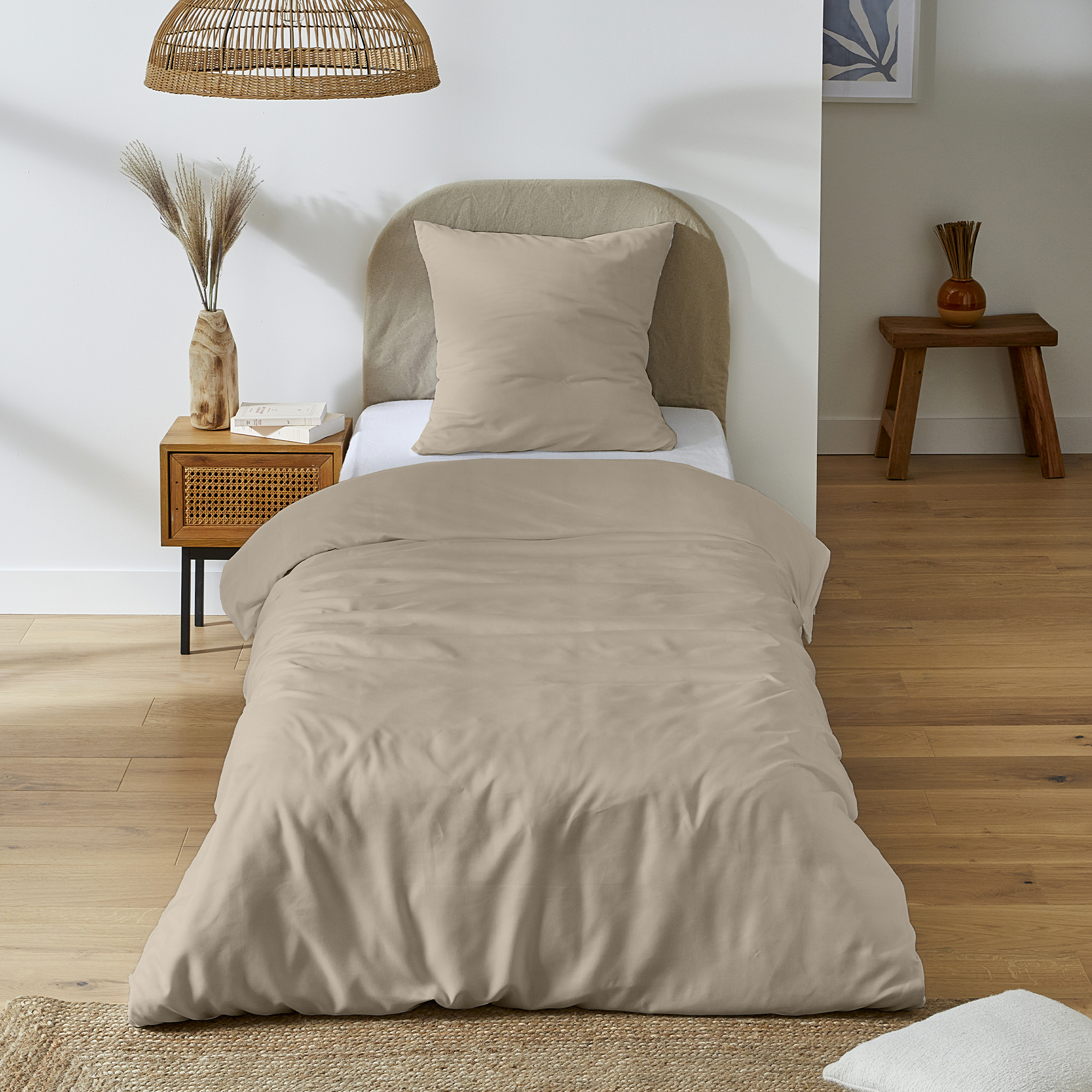 Parure housse de couette microfibre uni 140x200 + 1 taie d'oreiller 63x63 cm  - Vert
