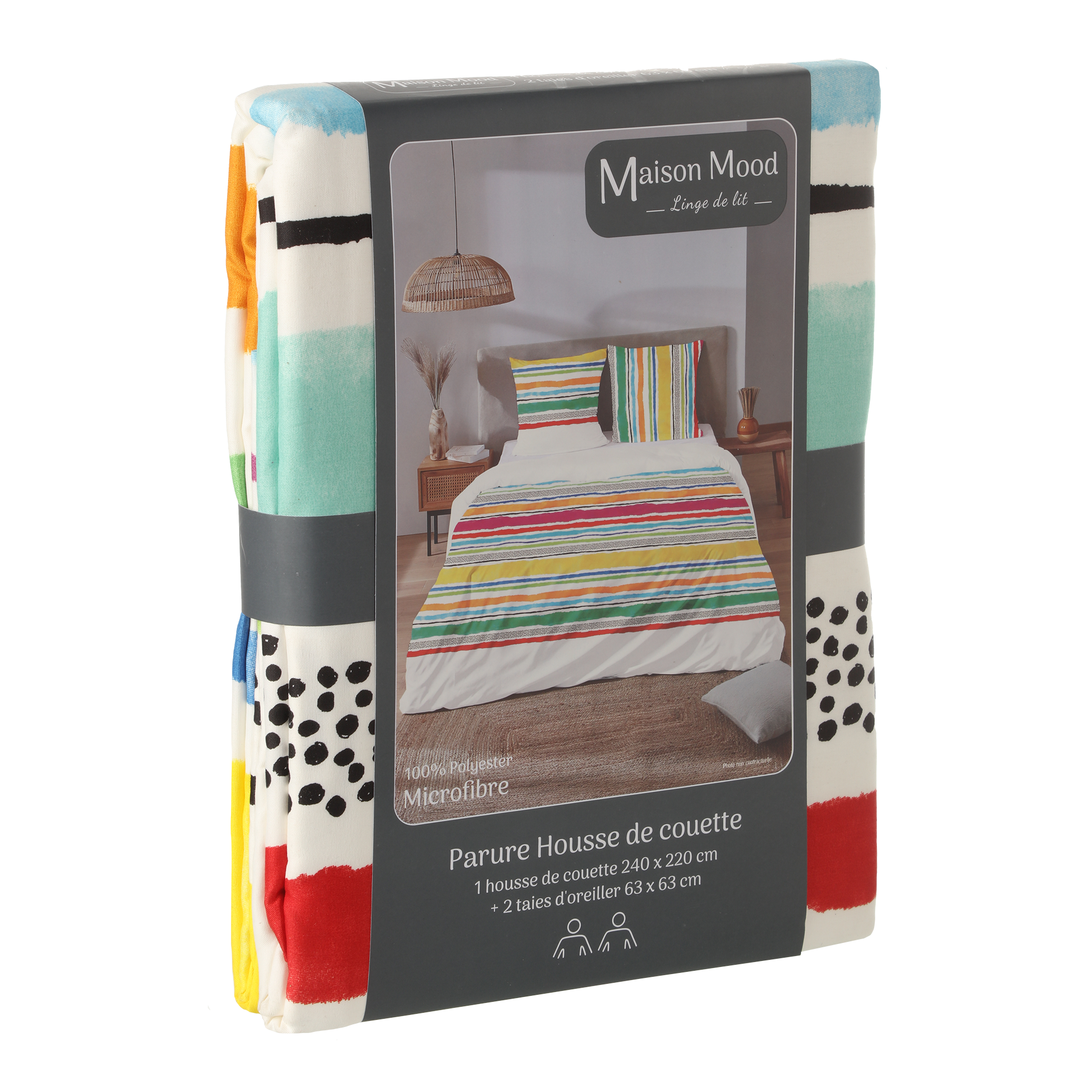 Parure housse de couette 240x220 cm polyester microfibre imprimé  - Vert