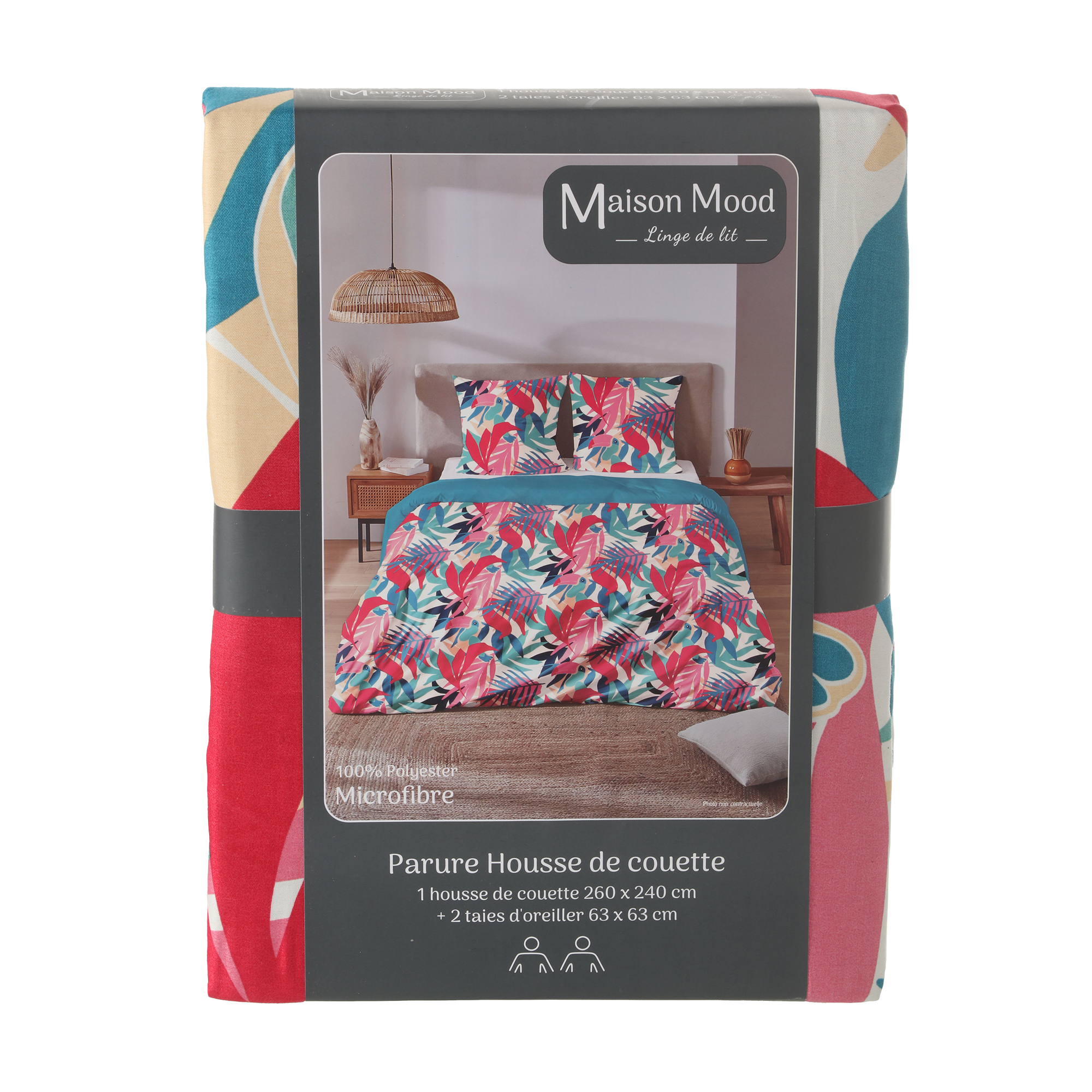Parure Housse de couette 260x240 cm polyester microfibre  - Rose