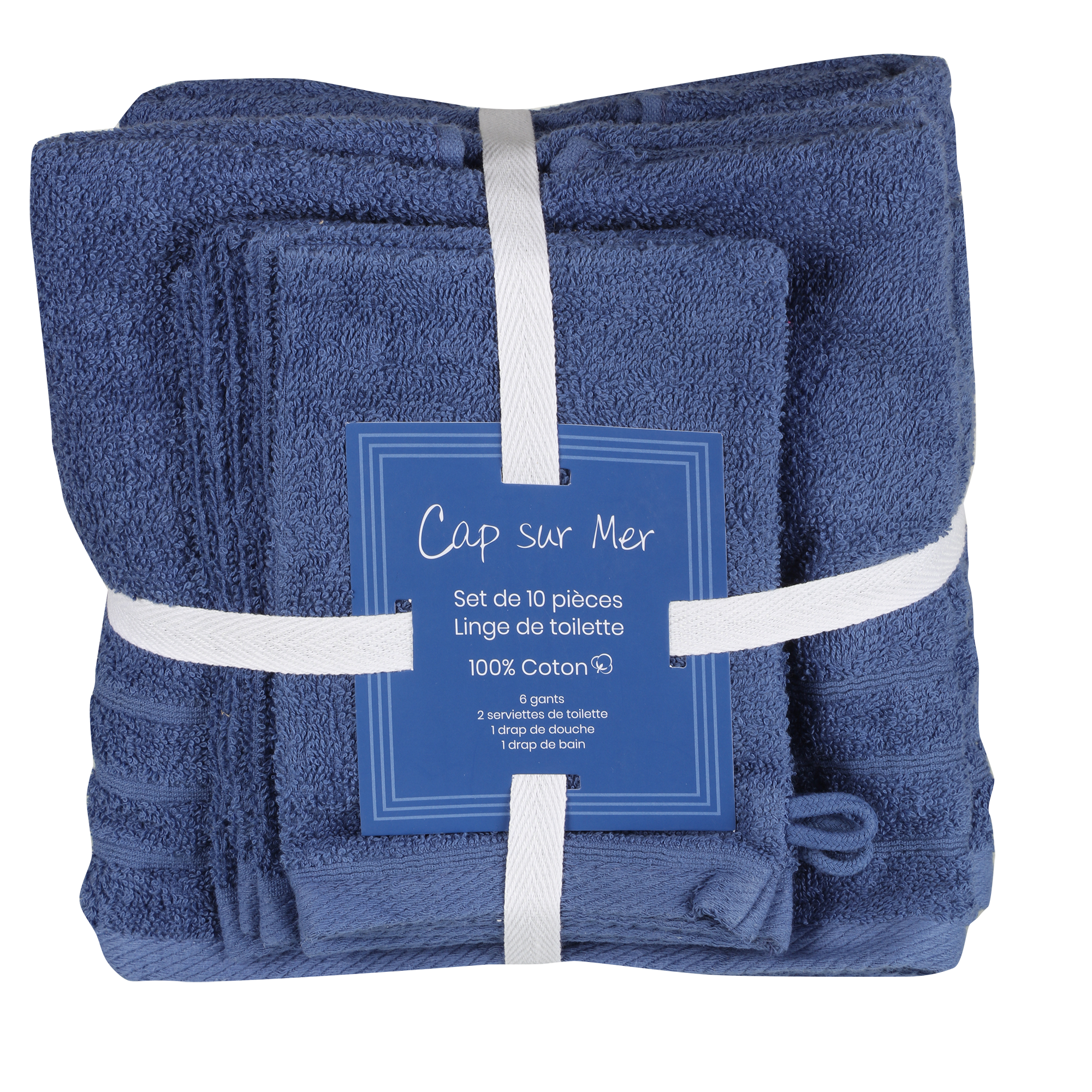 Lot de 10 pièces de bain bleu/rose - Bleu