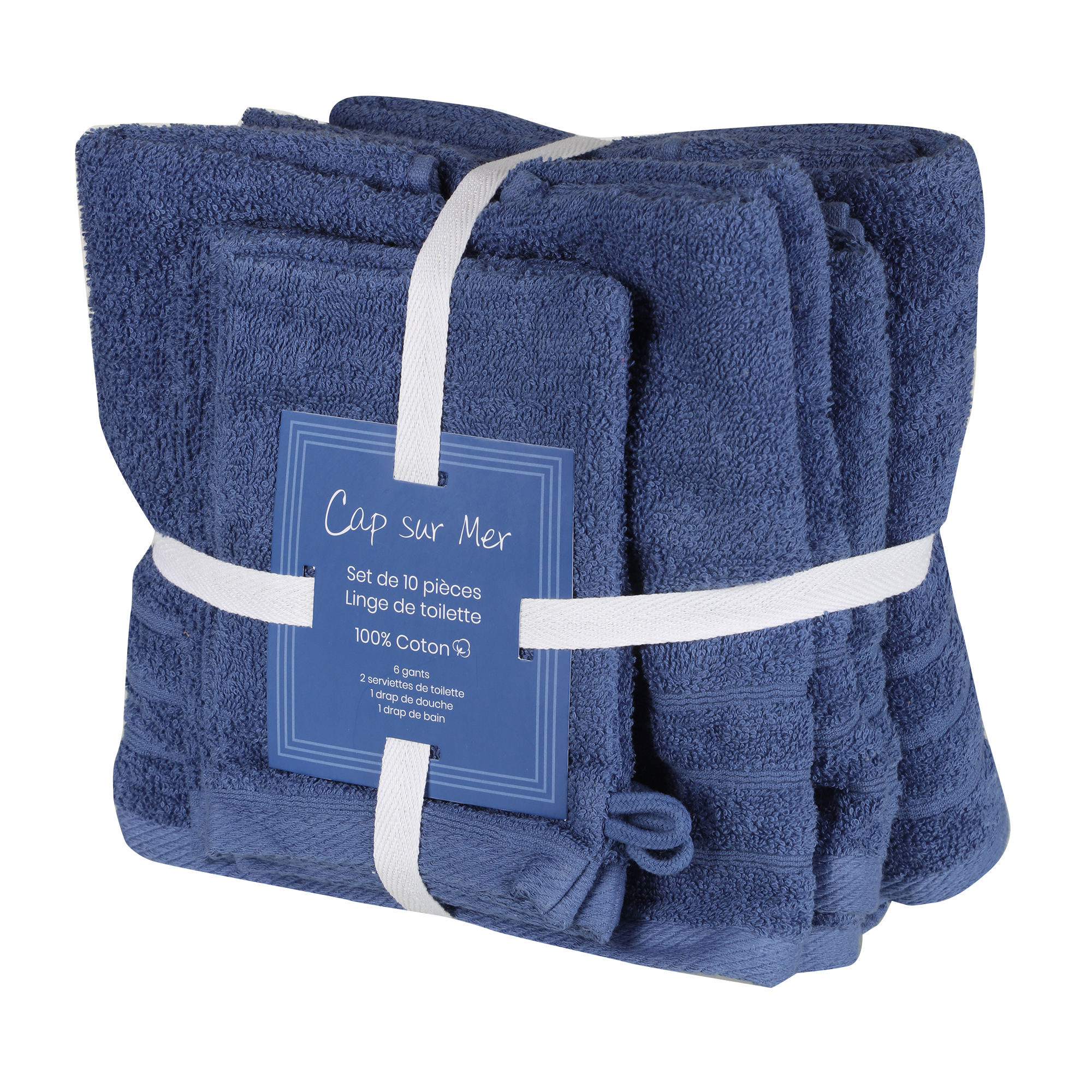 Lot de 10 pièces de bain bleu/rose - Bleu
