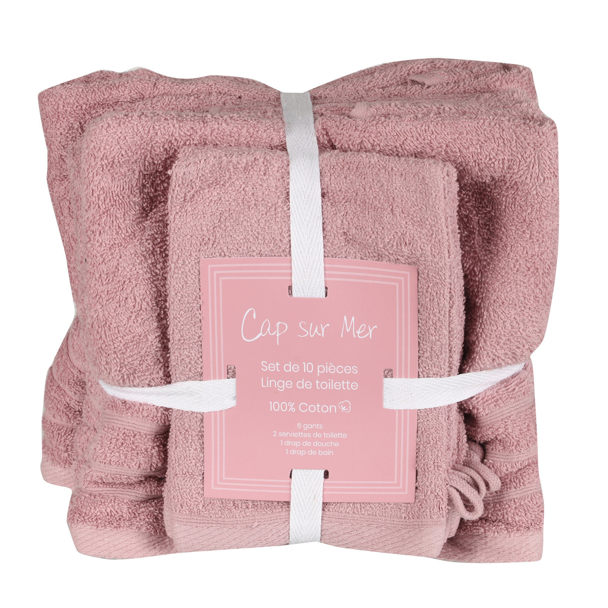 Lot de 10 pièces de bain bleu/rose - Rose