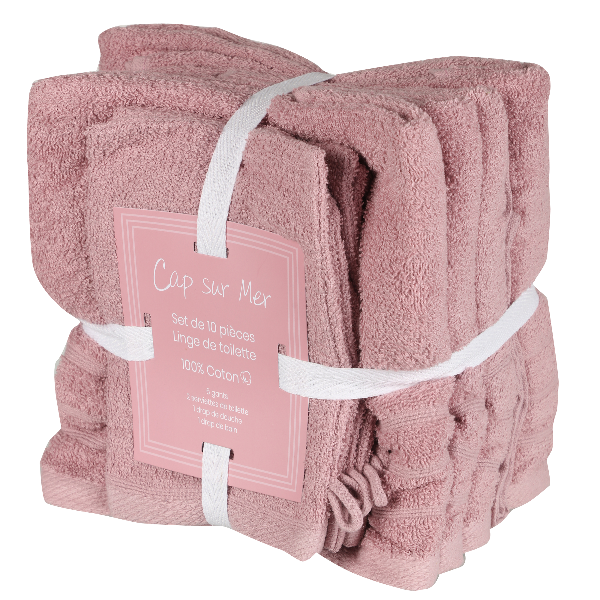 Lot de 10 pièces de bain bleu/rose - Rose