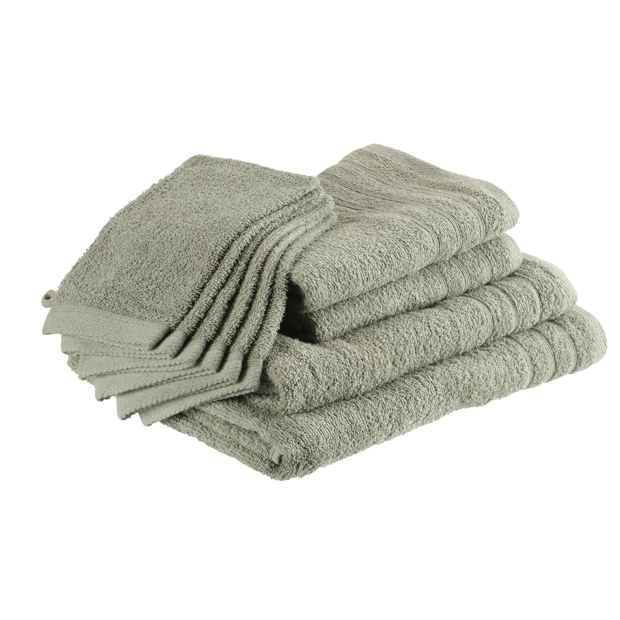 Lot de 10 pièces de bain ocre/vert - Vert