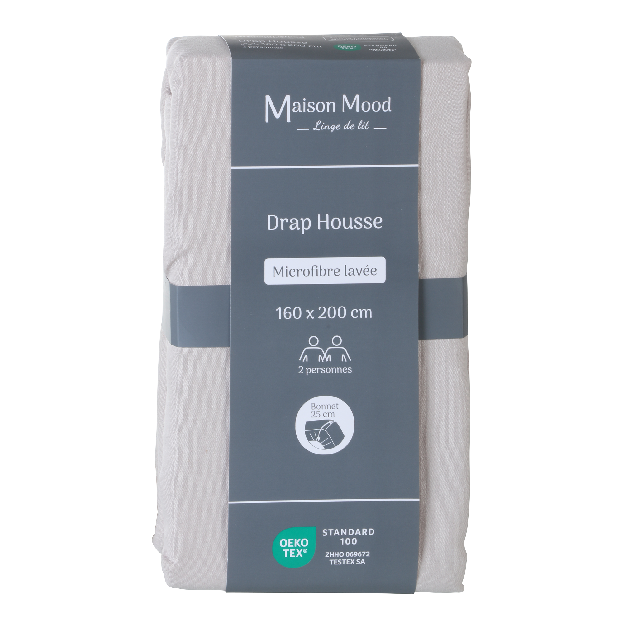 Drap housse 160x200cm - Gris