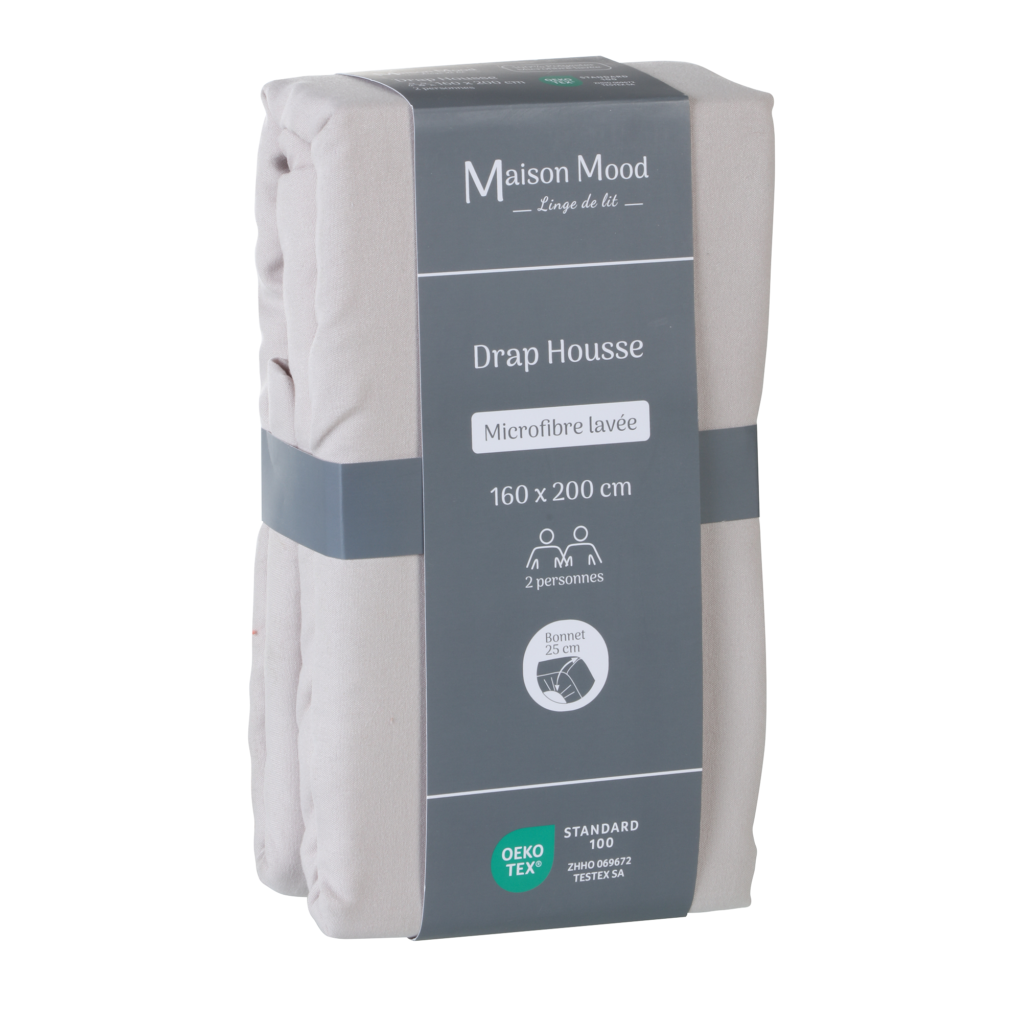 Drap housse 160x200cm - Gris