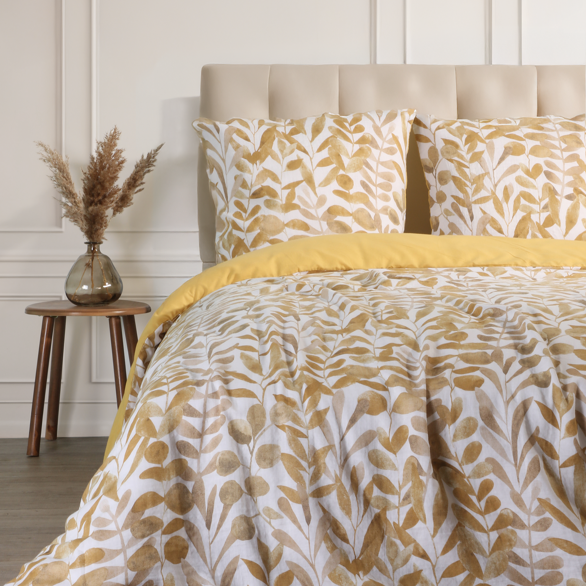 Parure housse de couette 240x220 cm + 2 taies d'oreillers 63x63 cm Gaze de coton  - Marron