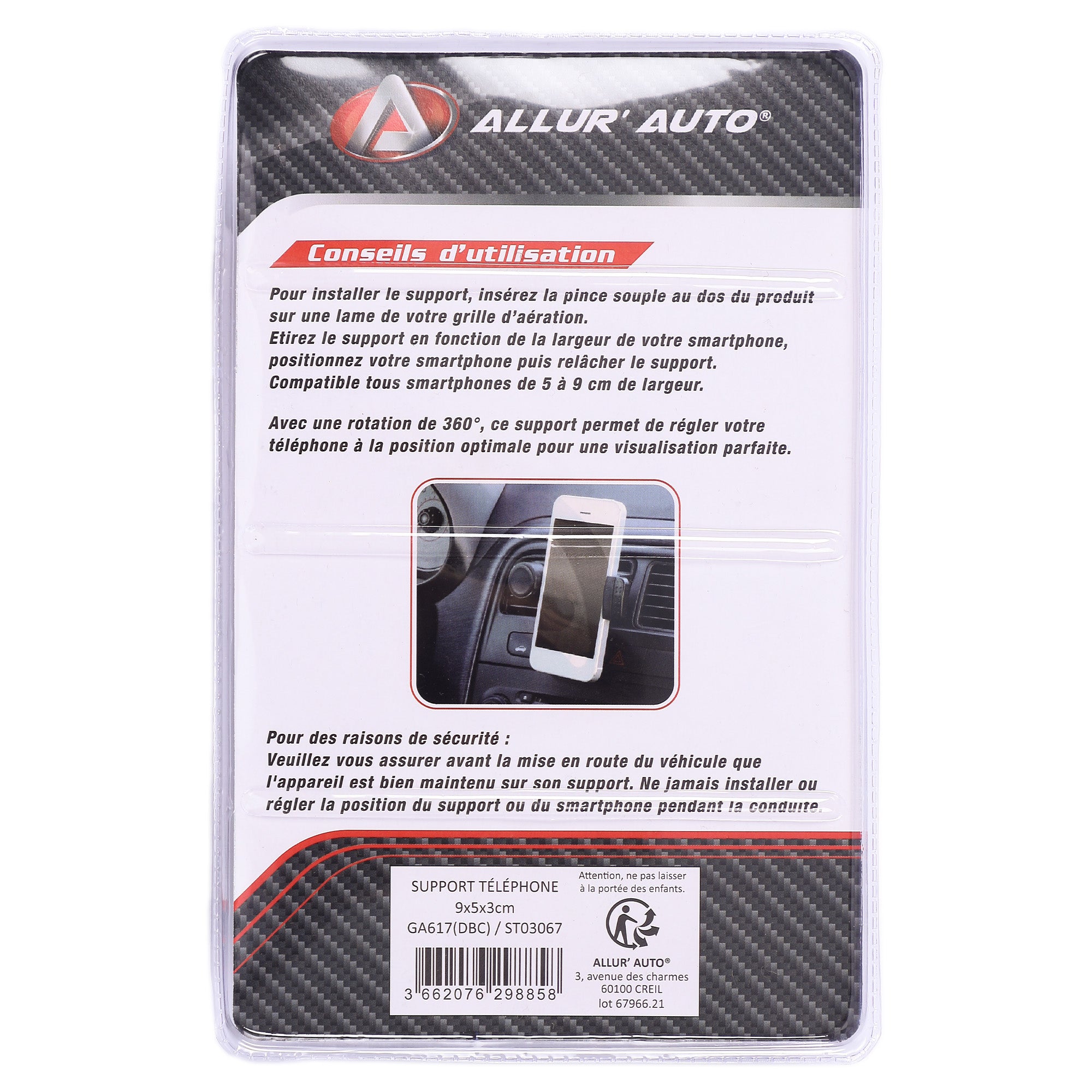 Support téléphone voiture aérateur