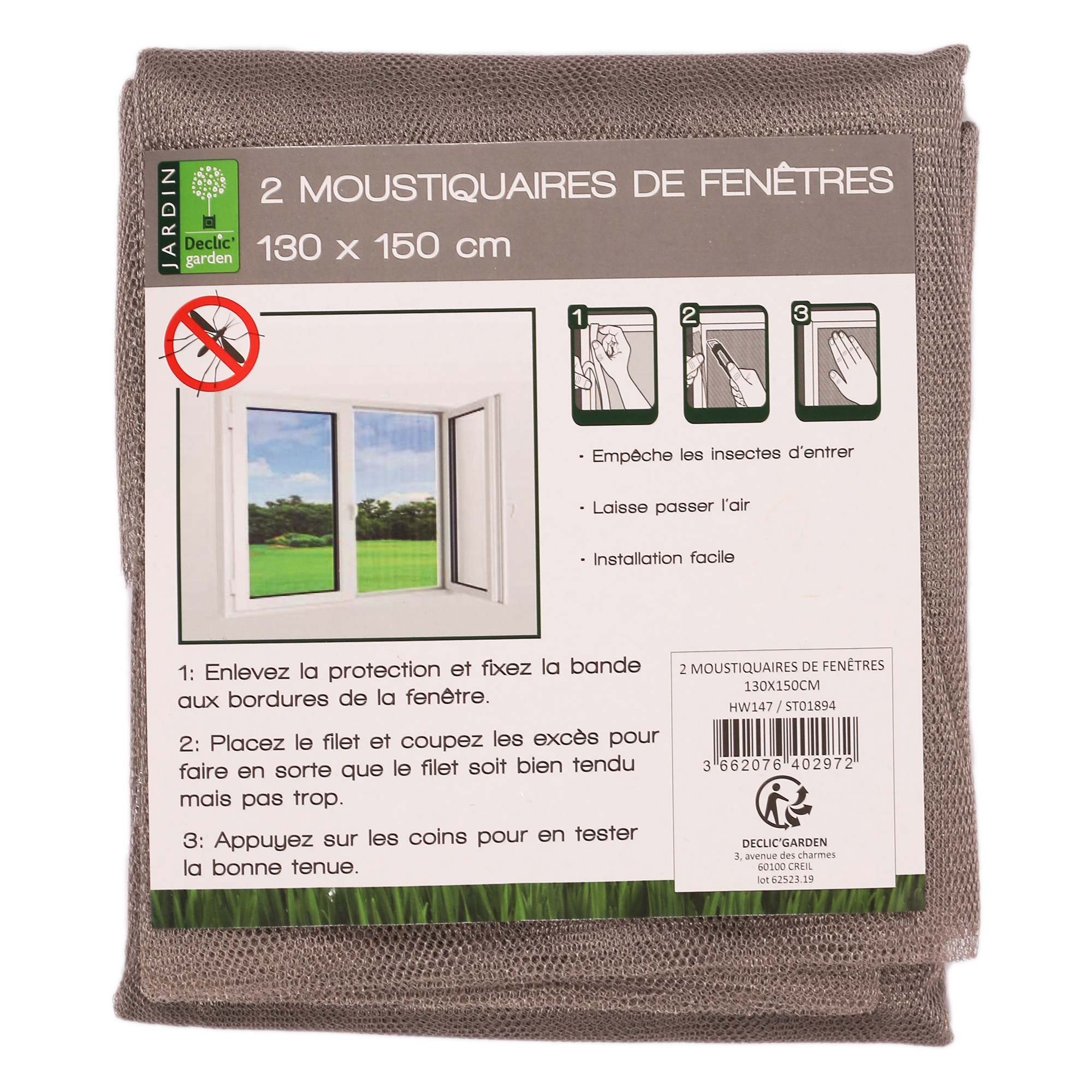 2 moustiquaires de fenêtres