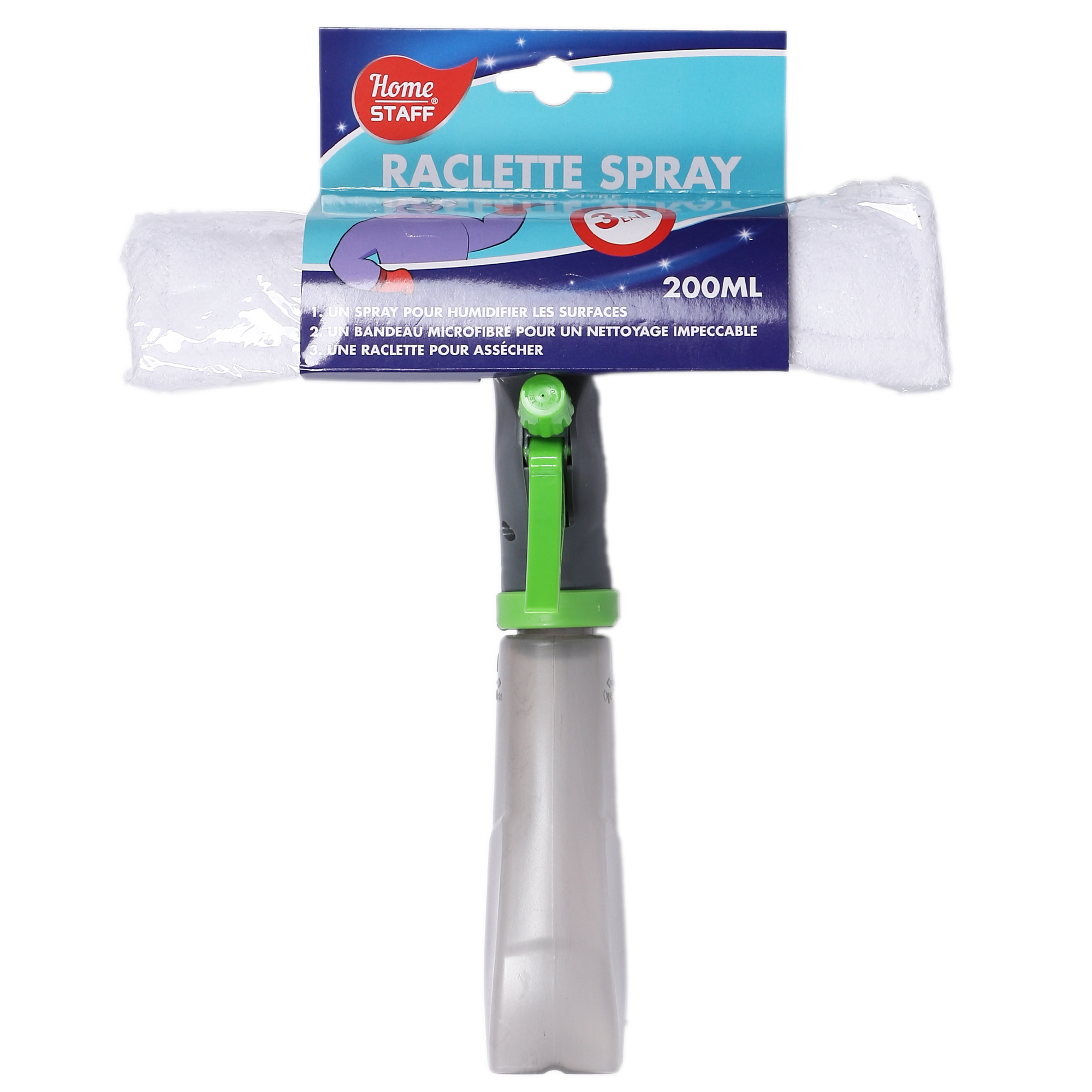 2 en 1 raclette et spray pour vitre 200ml