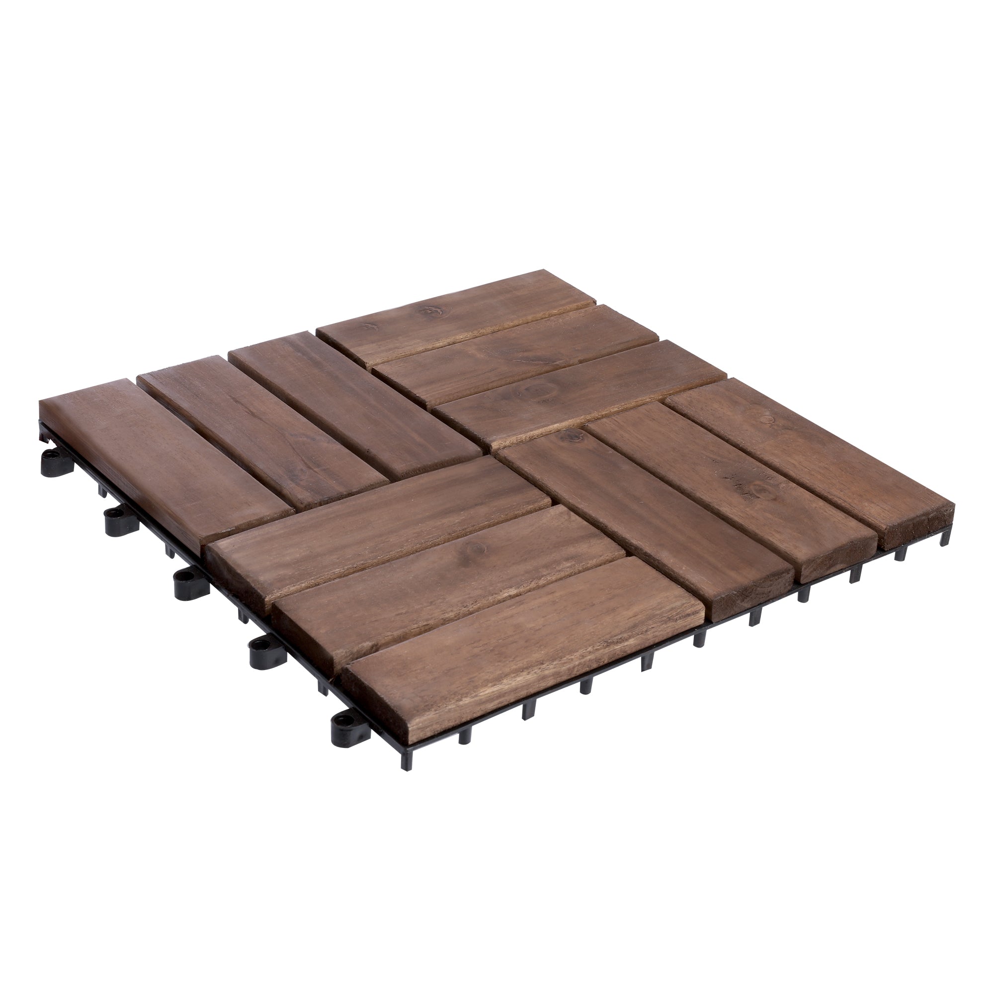 6 dalles acacia marron foncé