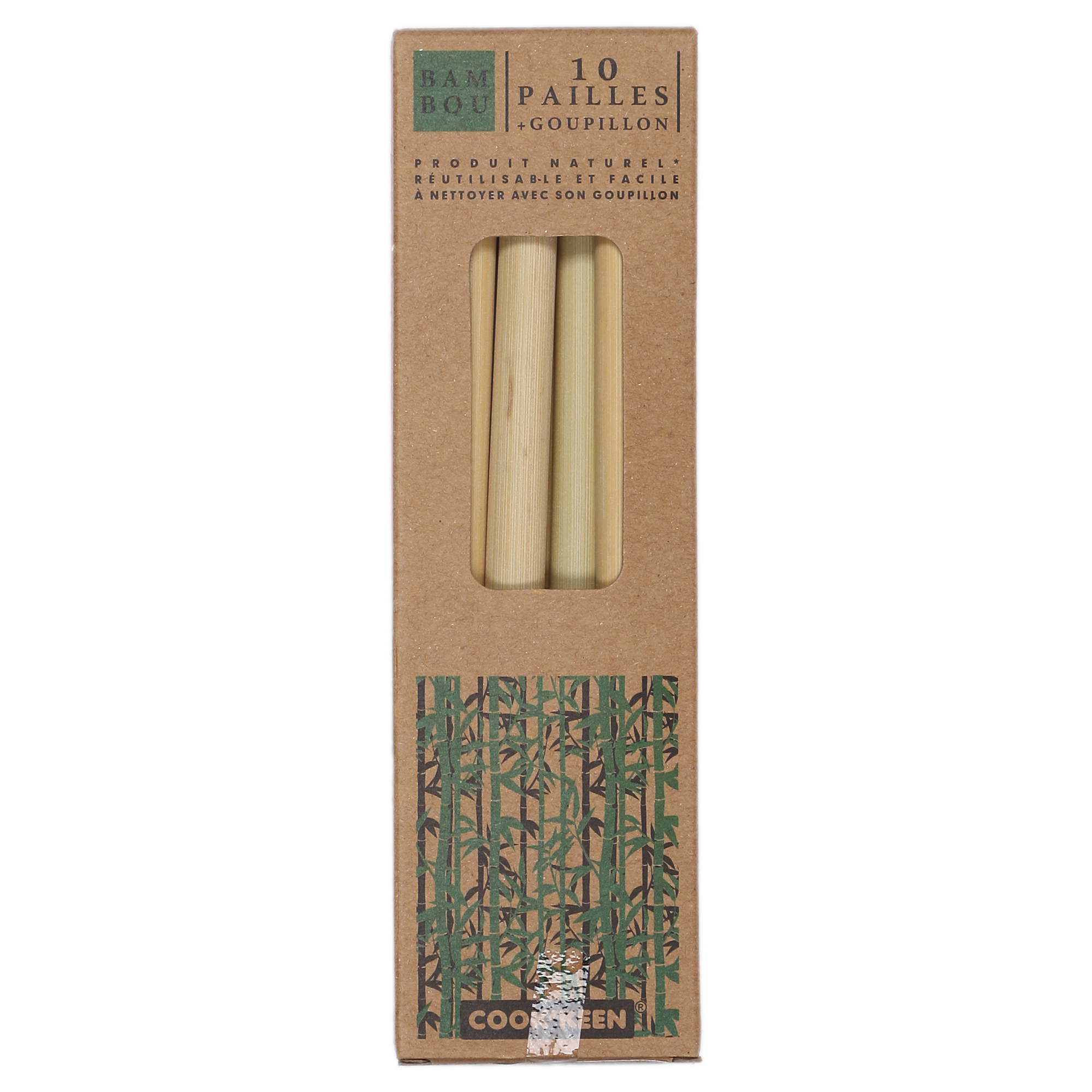 10 pailles en bambou + goupillon
