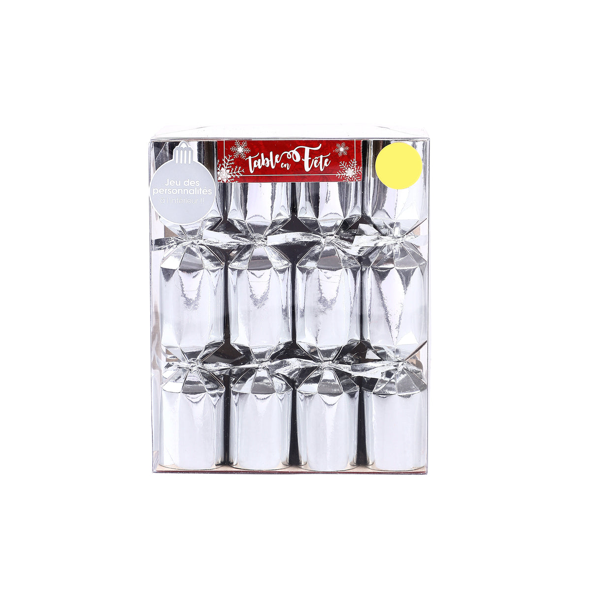 Lot de 8 mini crackers surprises de Noël 12x14,6x6,3 cm - Argent