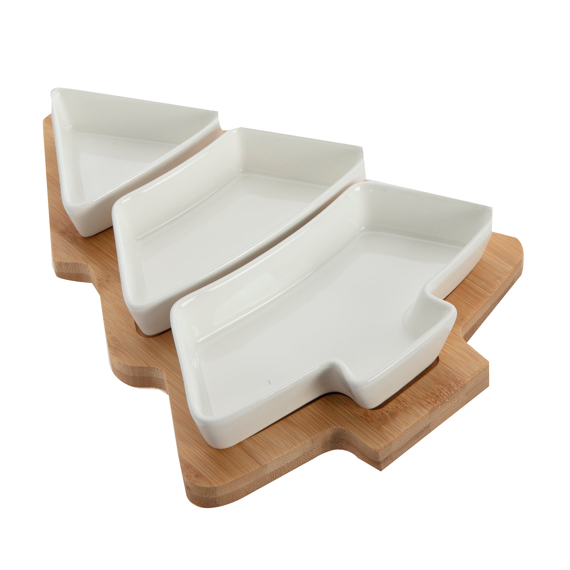 PLATEAU EN BOIS FORME SAPIN 3 COUPELLES  - DÉCLIC HOME