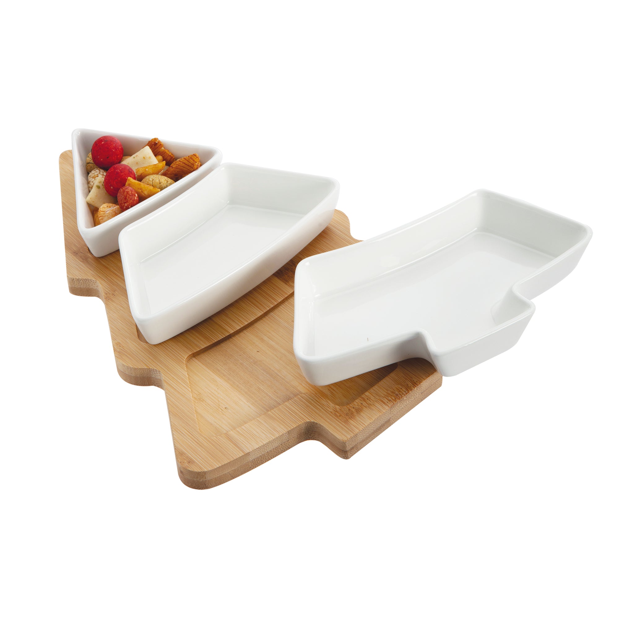 PLATEAU EN BOIS FORME SAPIN 3 COUPELLES  - DÉCLIC HOME