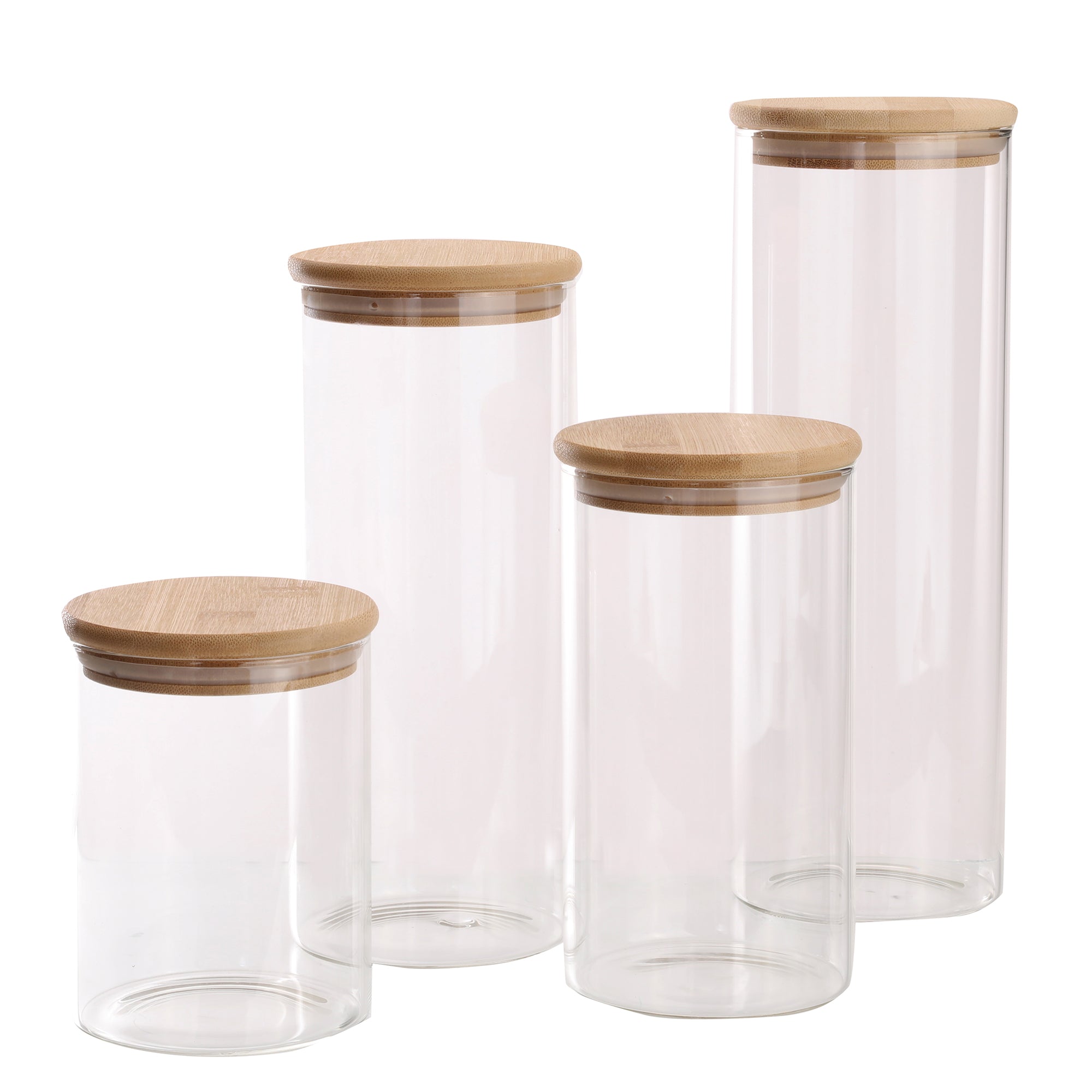 4 bocaux en verre avec couvercles