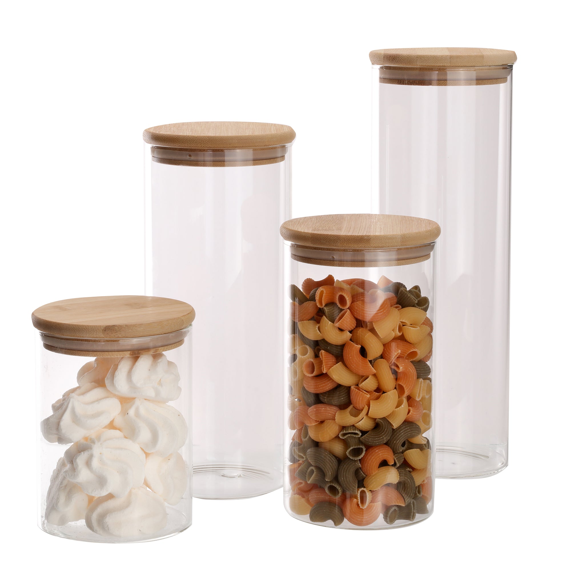 4 bocaux en verre avec couvercles