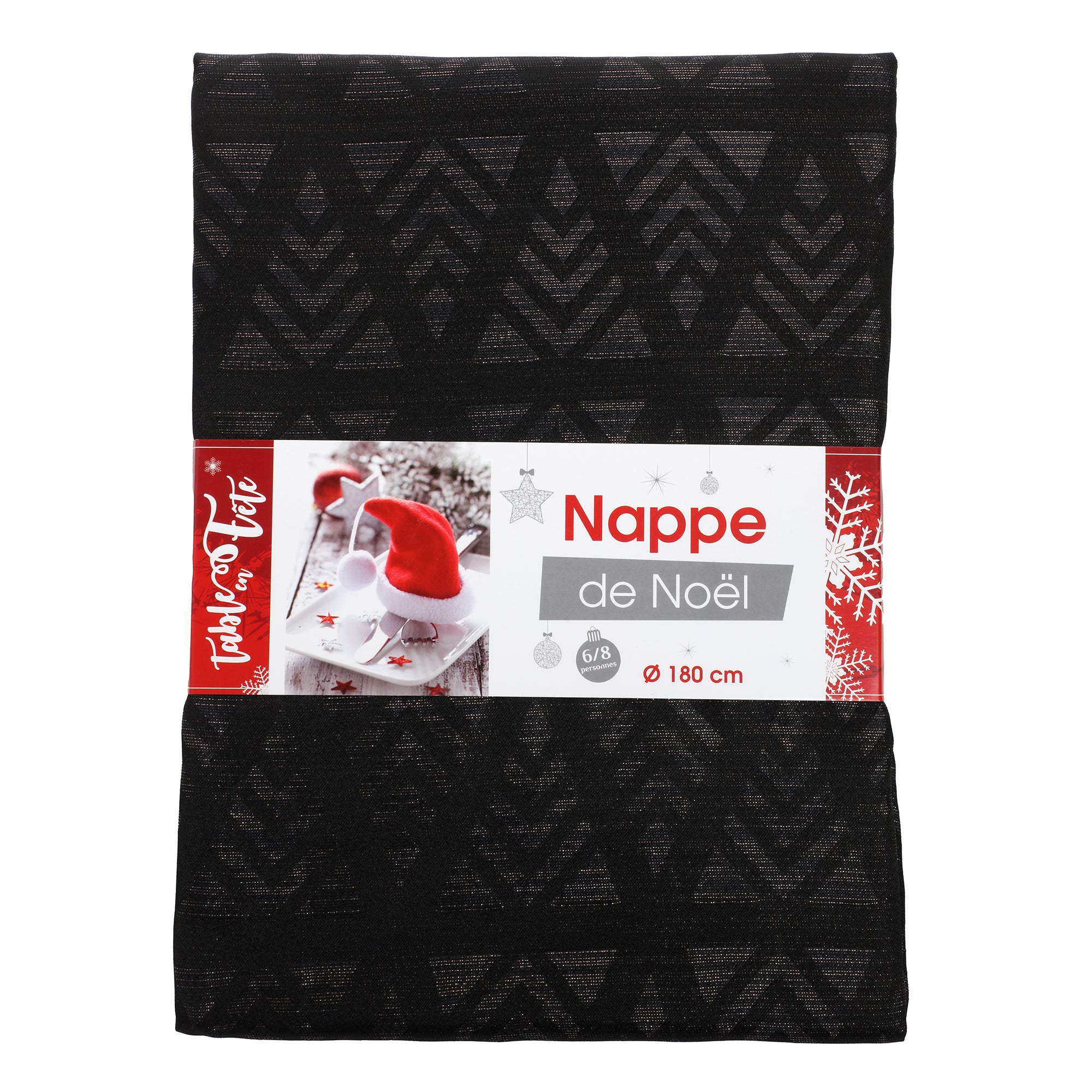 Nappe de Noël ronde 180cm - Noir