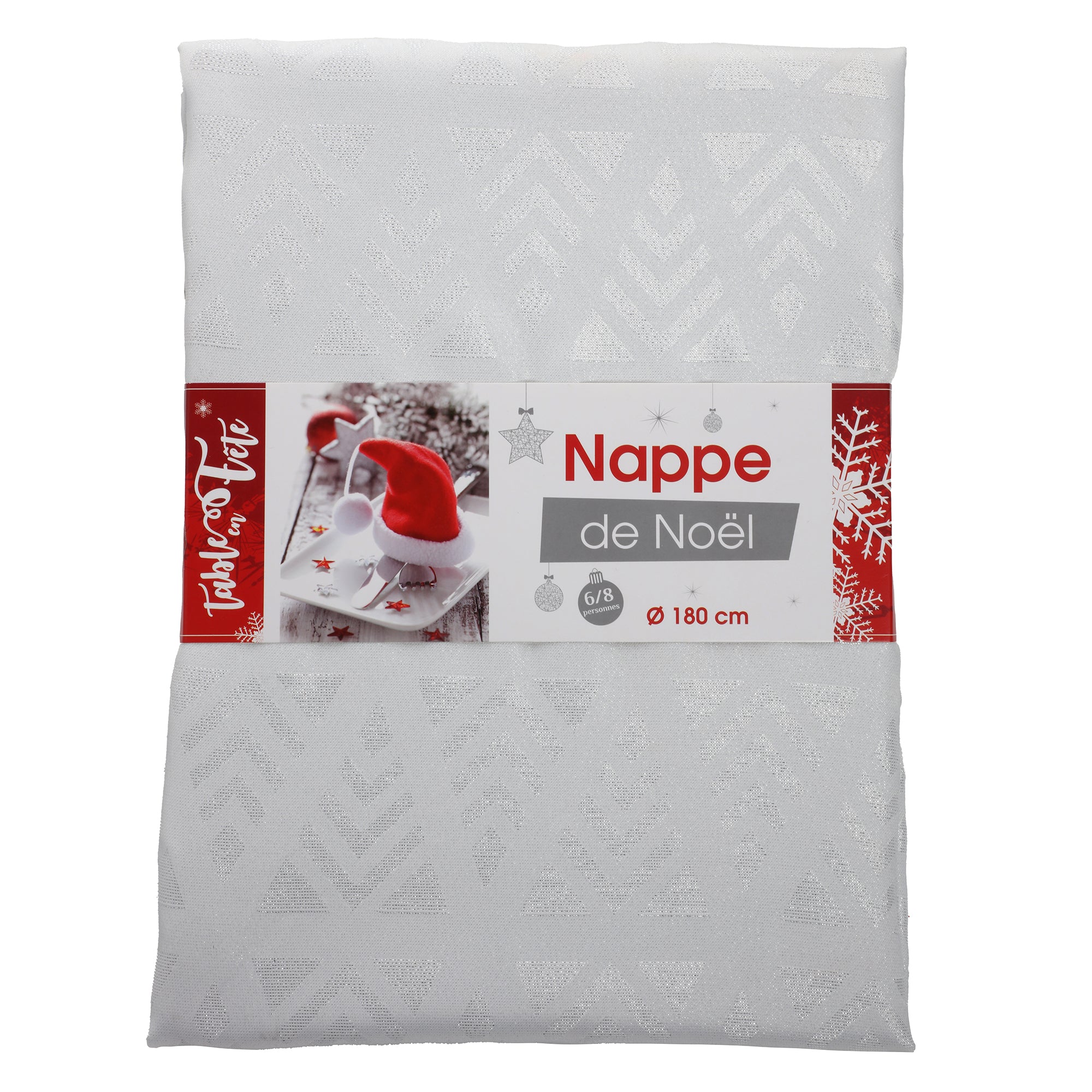 Nappe de Noël ronde 180cm - Blanc