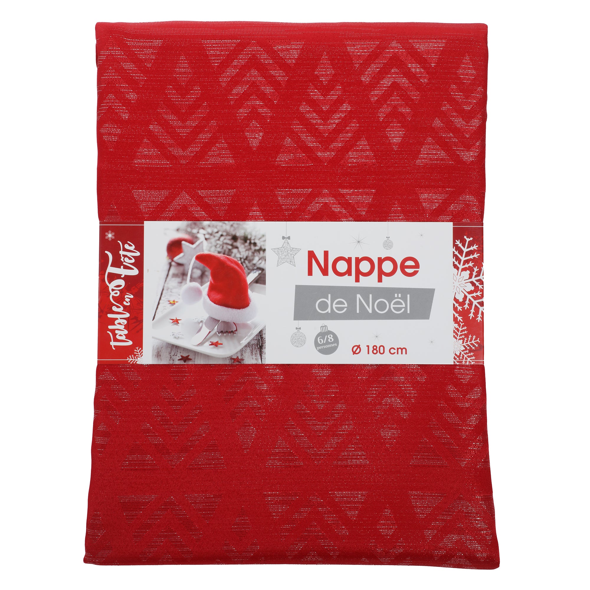 Nappe de Noël ronde 180cm - Rouge