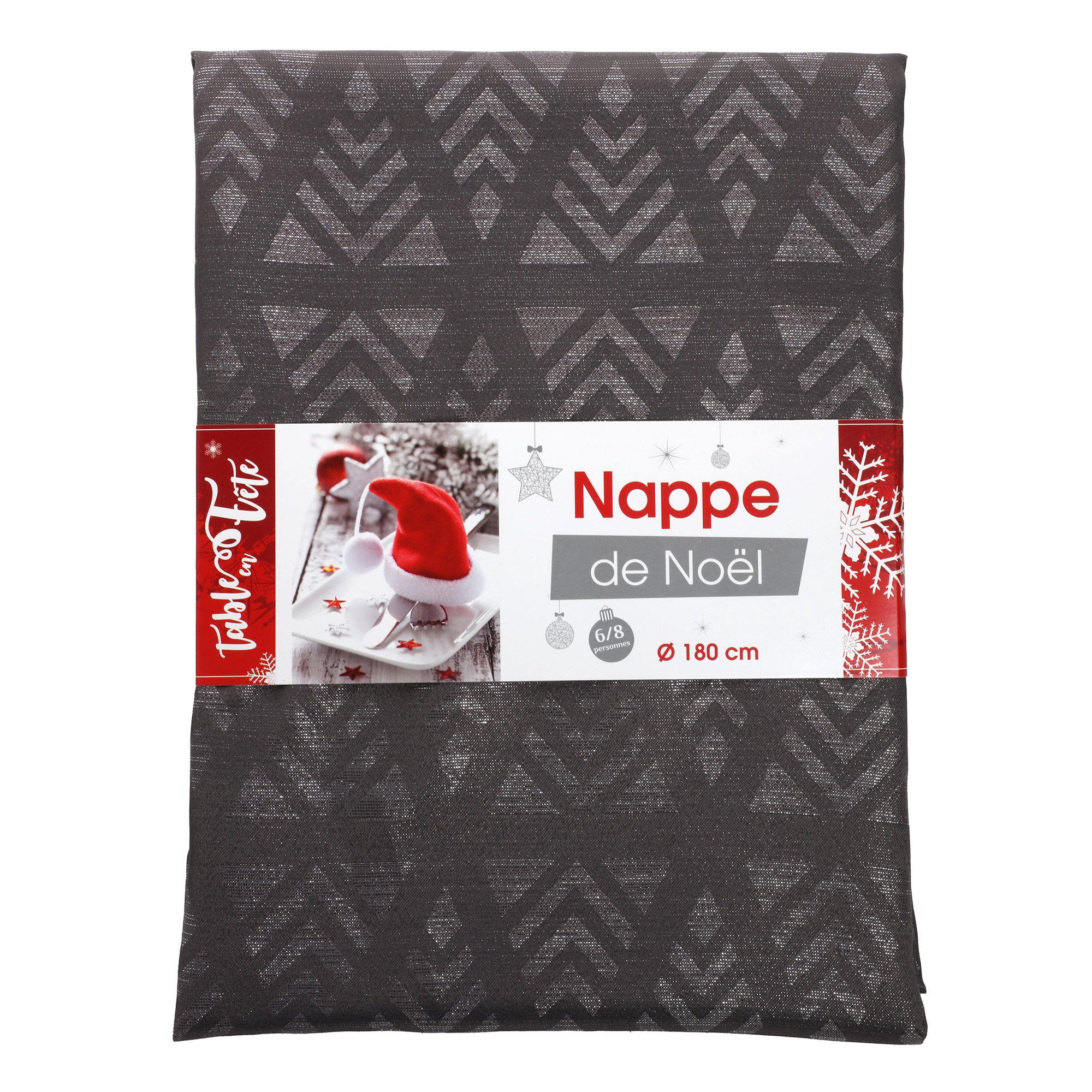 Nappe de Noël ronde 180cm - Gris