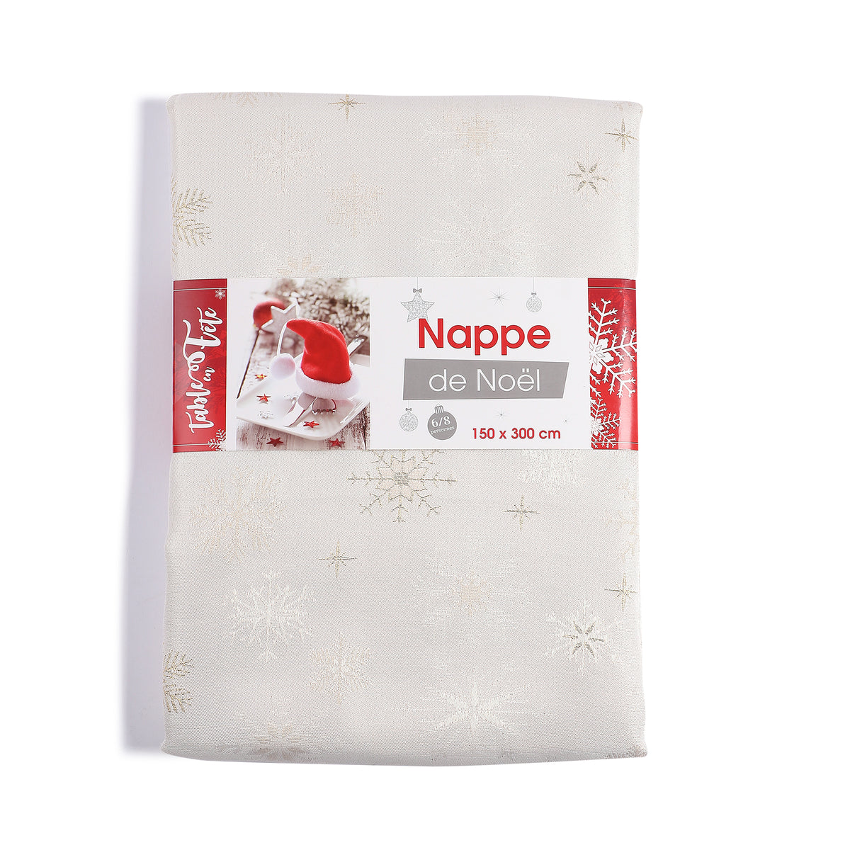 Nappe imprimée flocons 150x300 cm