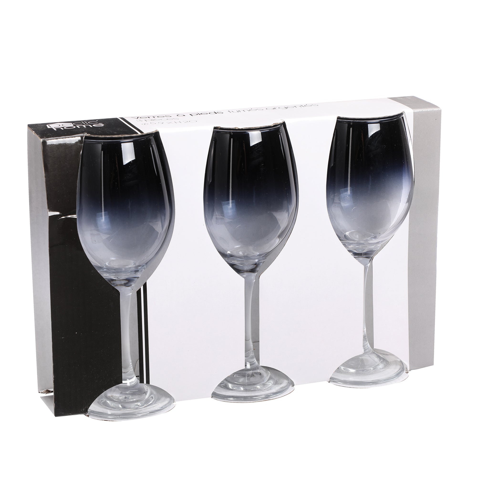 3 verres à pied en verre fumé