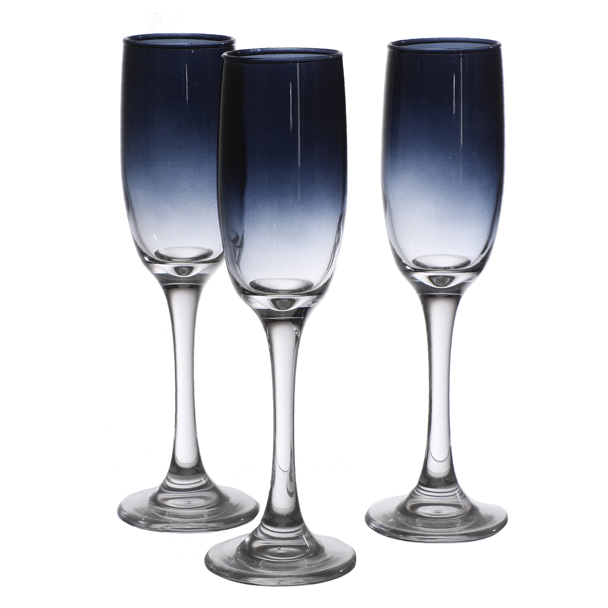 3 flutes à champagne fumées