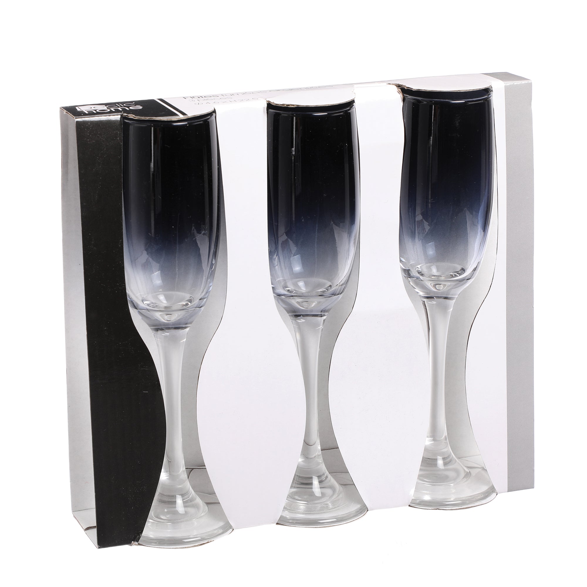 3 flutes à champagne fumées