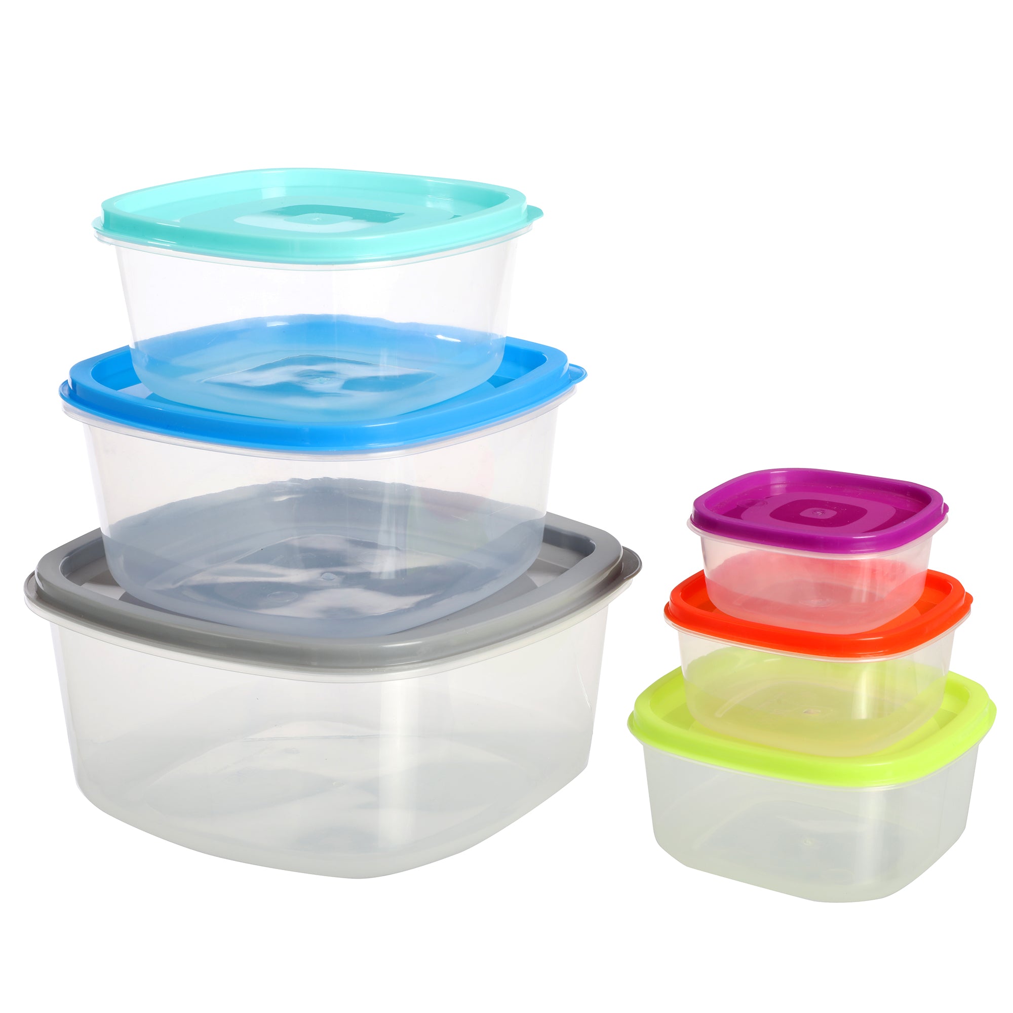 6 boîtes rectangulaires en plastique