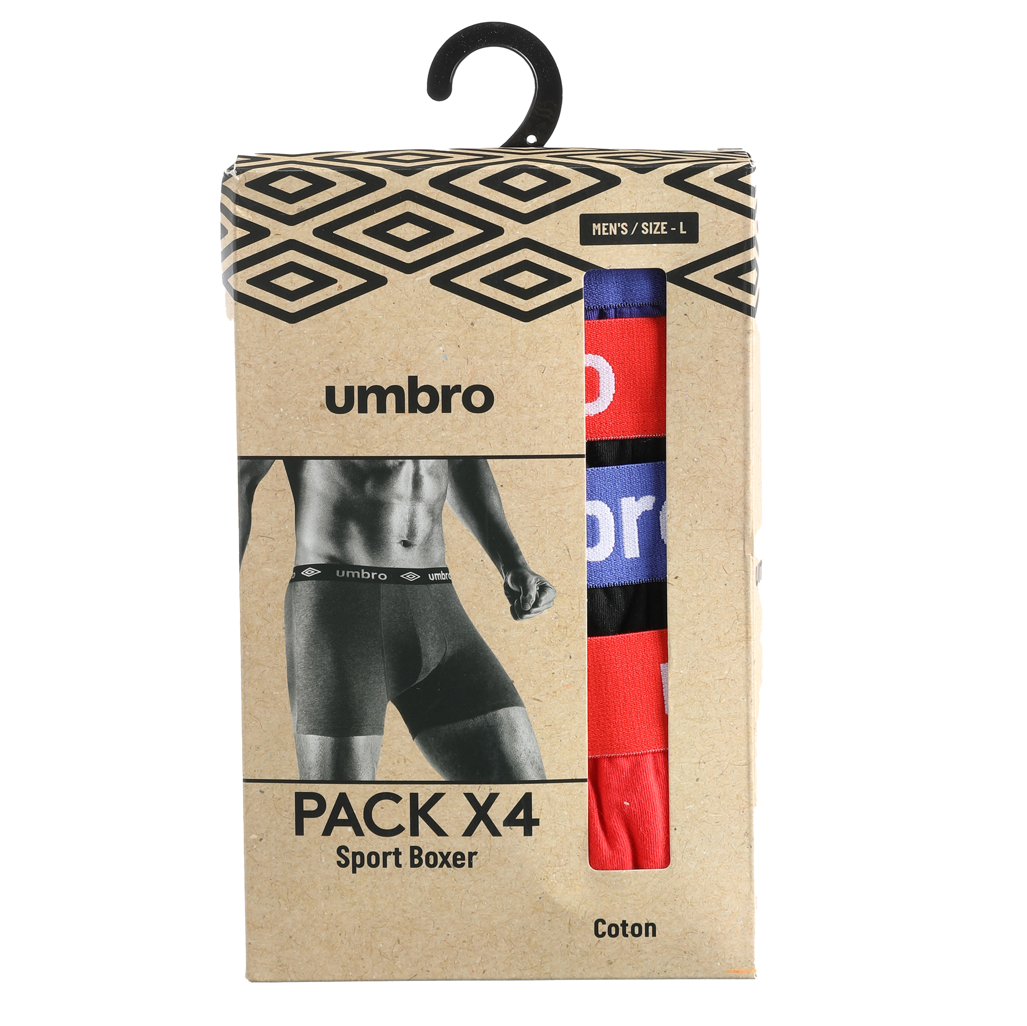 Lot de 4 boxers en coton  - Rouge