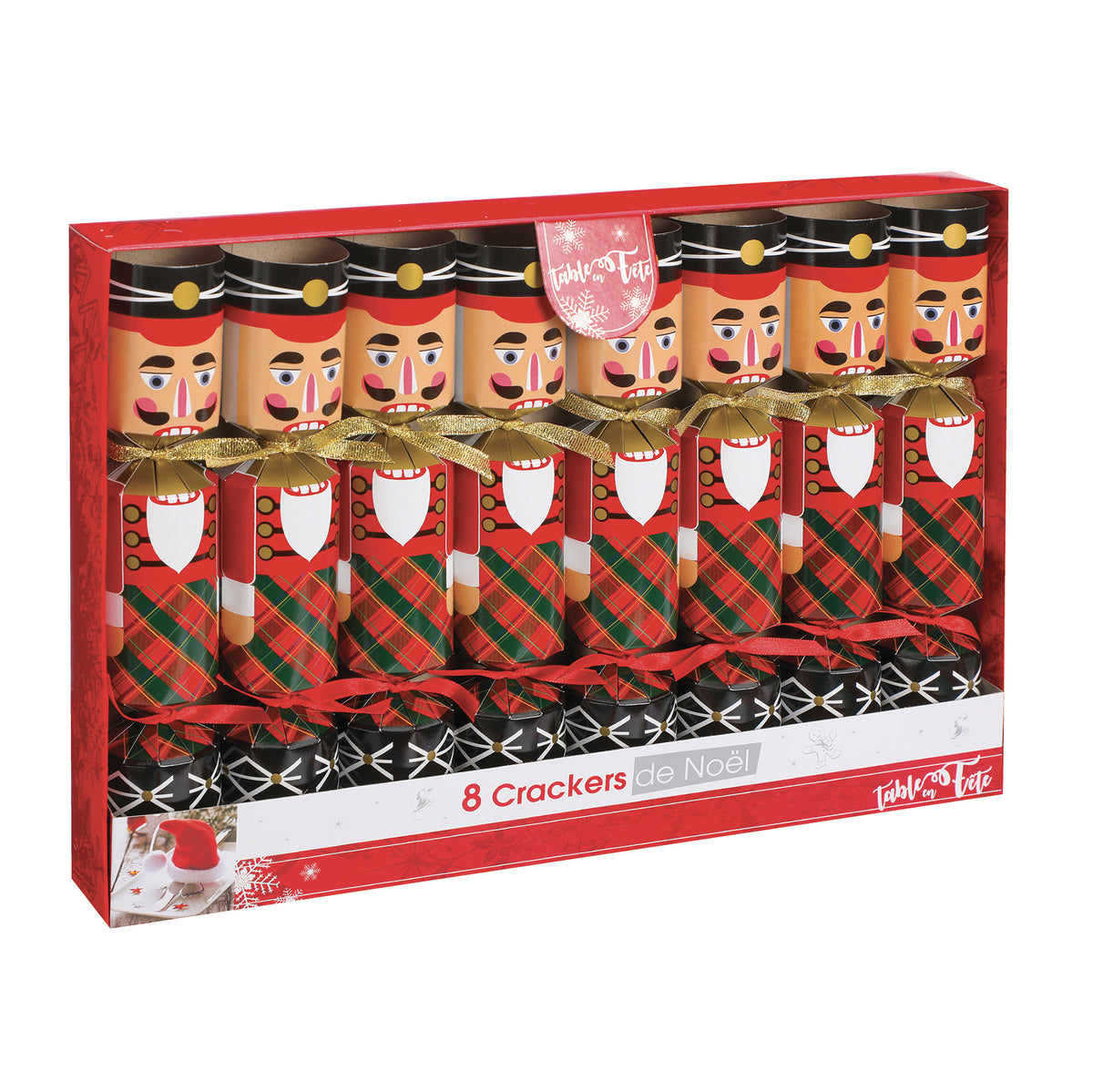 Lot de 8 crackers de Noël 4,5x35,3x24,4 cm - Rouge