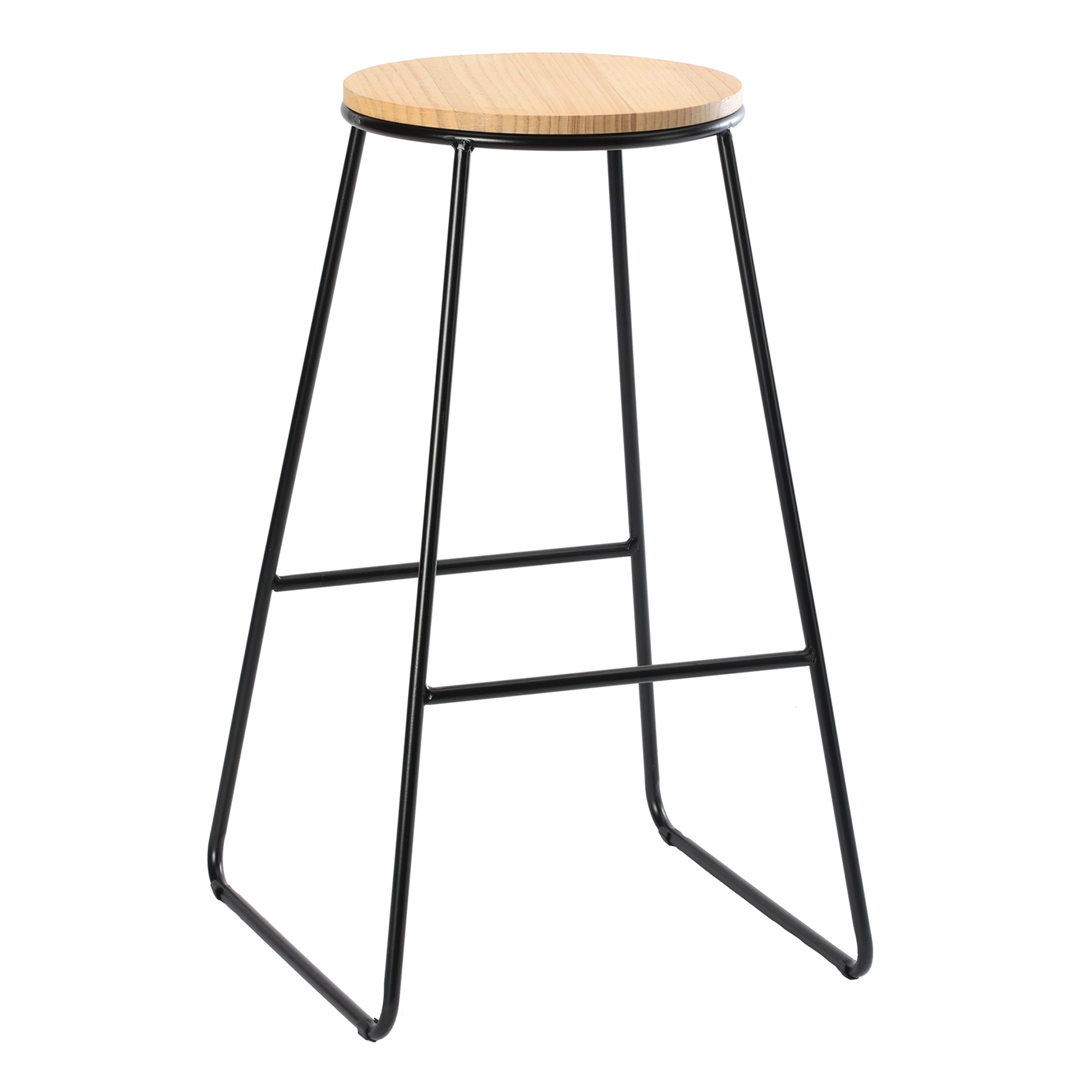 Tabouret métal assise bois 42.5x42x70 cm