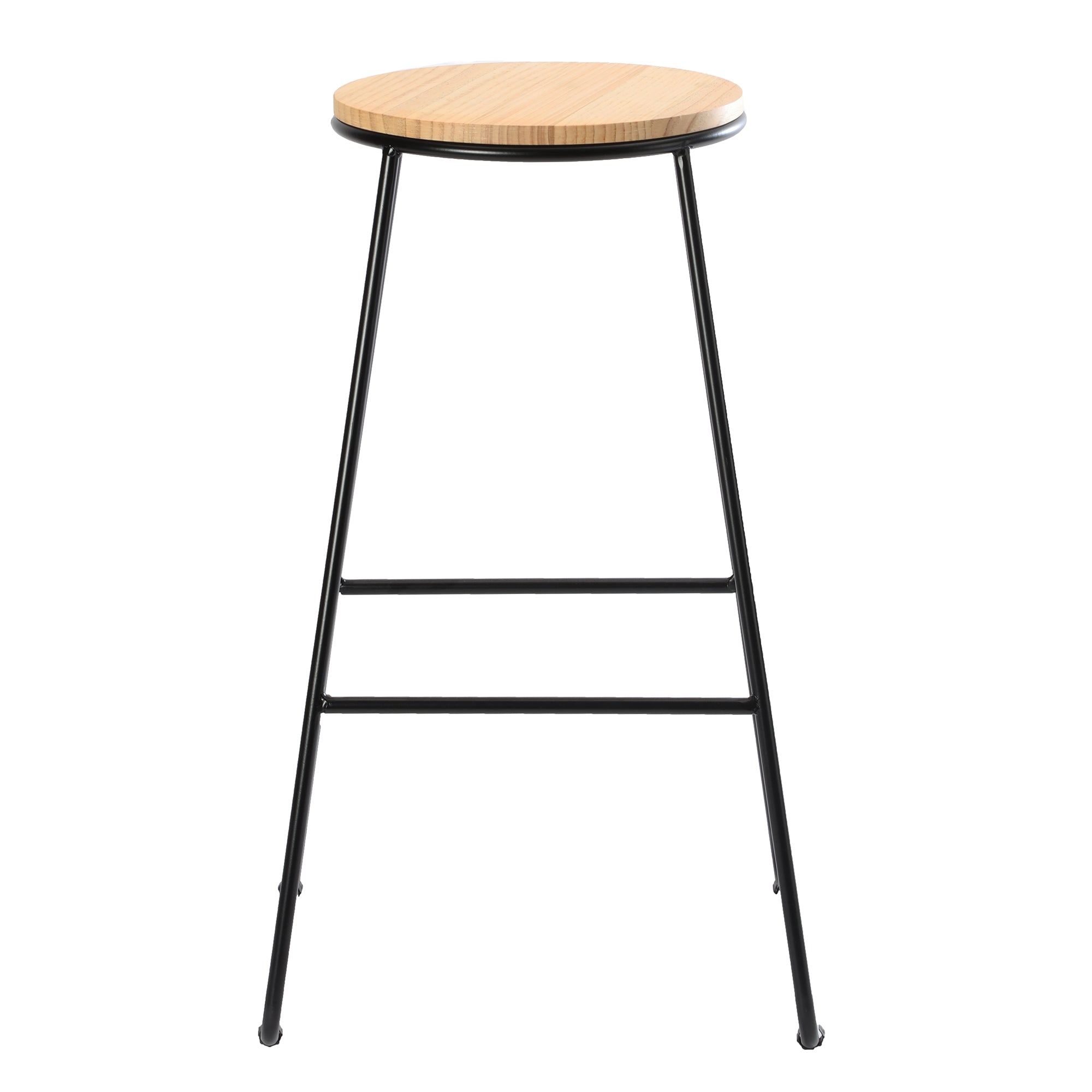 Tabouret métal assise bois 42.5x42x70 cm