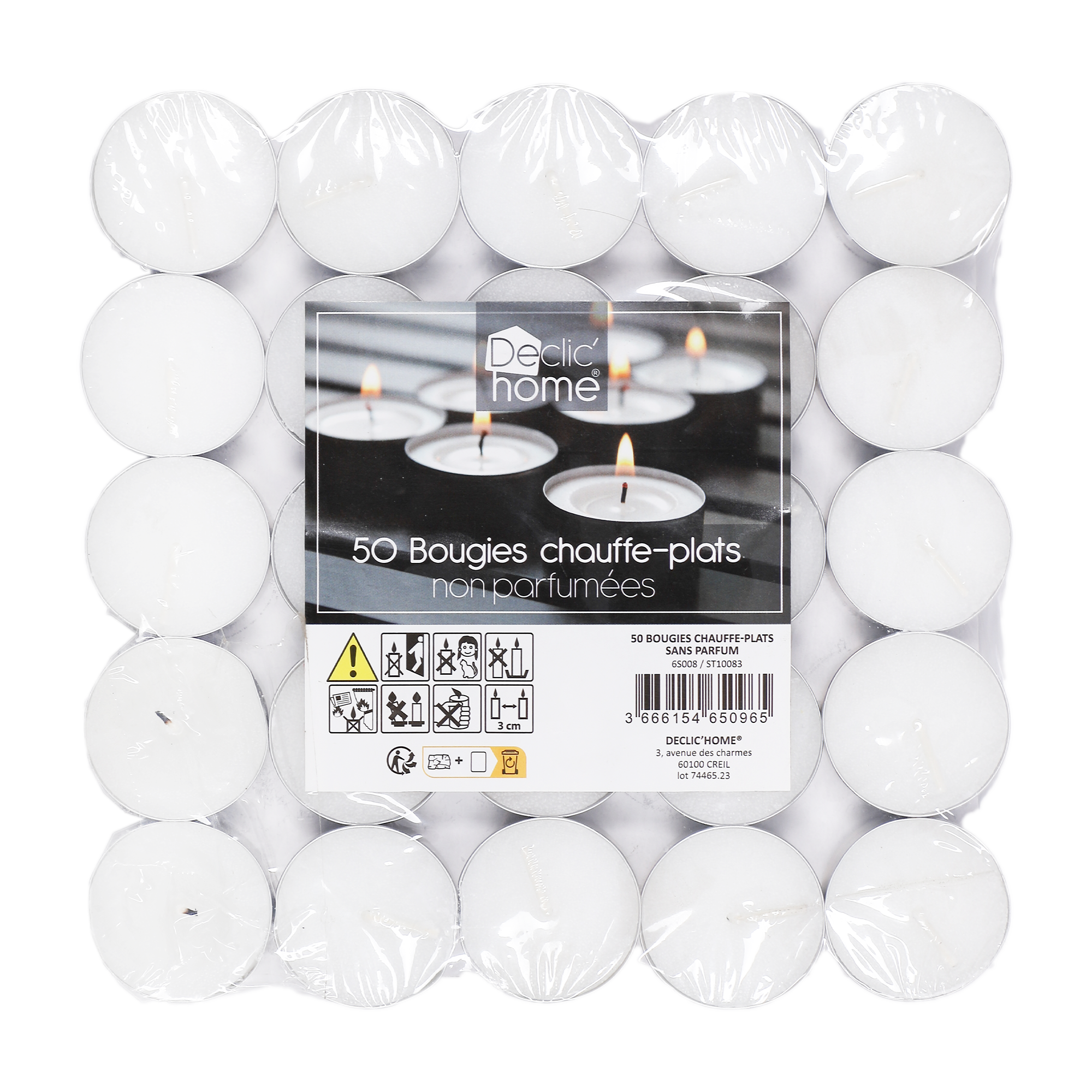 50 bougies chauffe plat blanche sans parfum