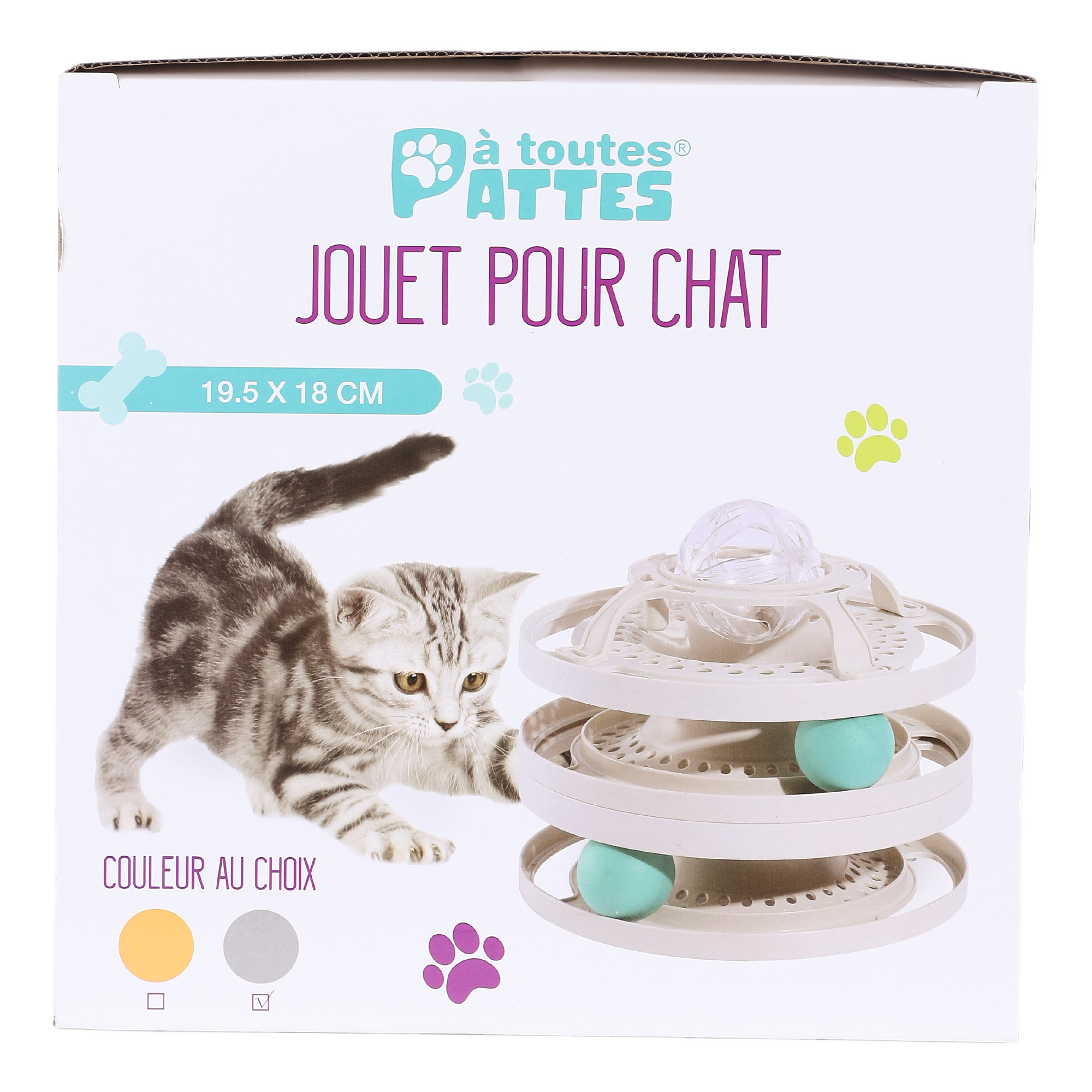 Jouet pour chat avec 3 balles  - Jaune