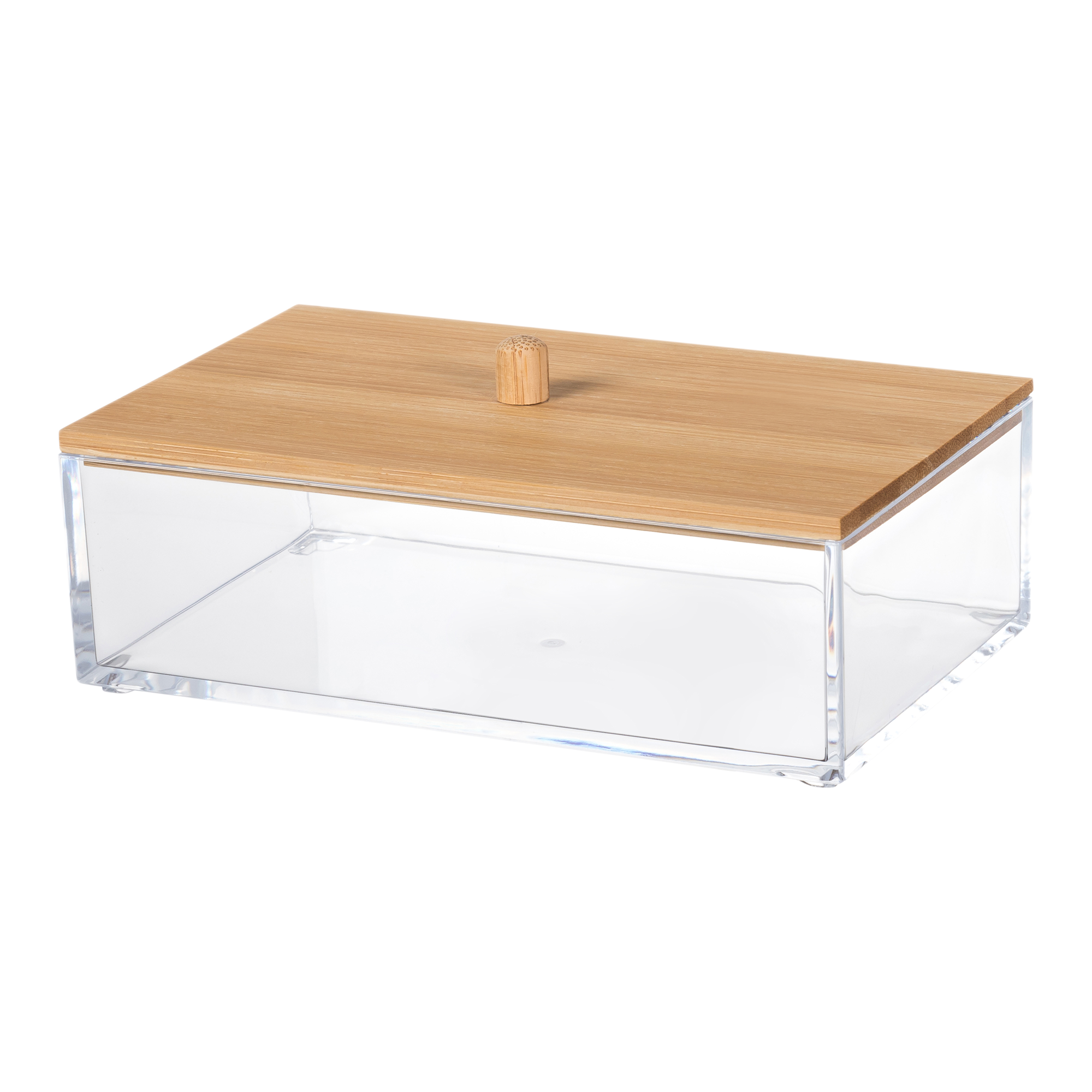 Boîte de rangement rectangle avec couvercle en bambou