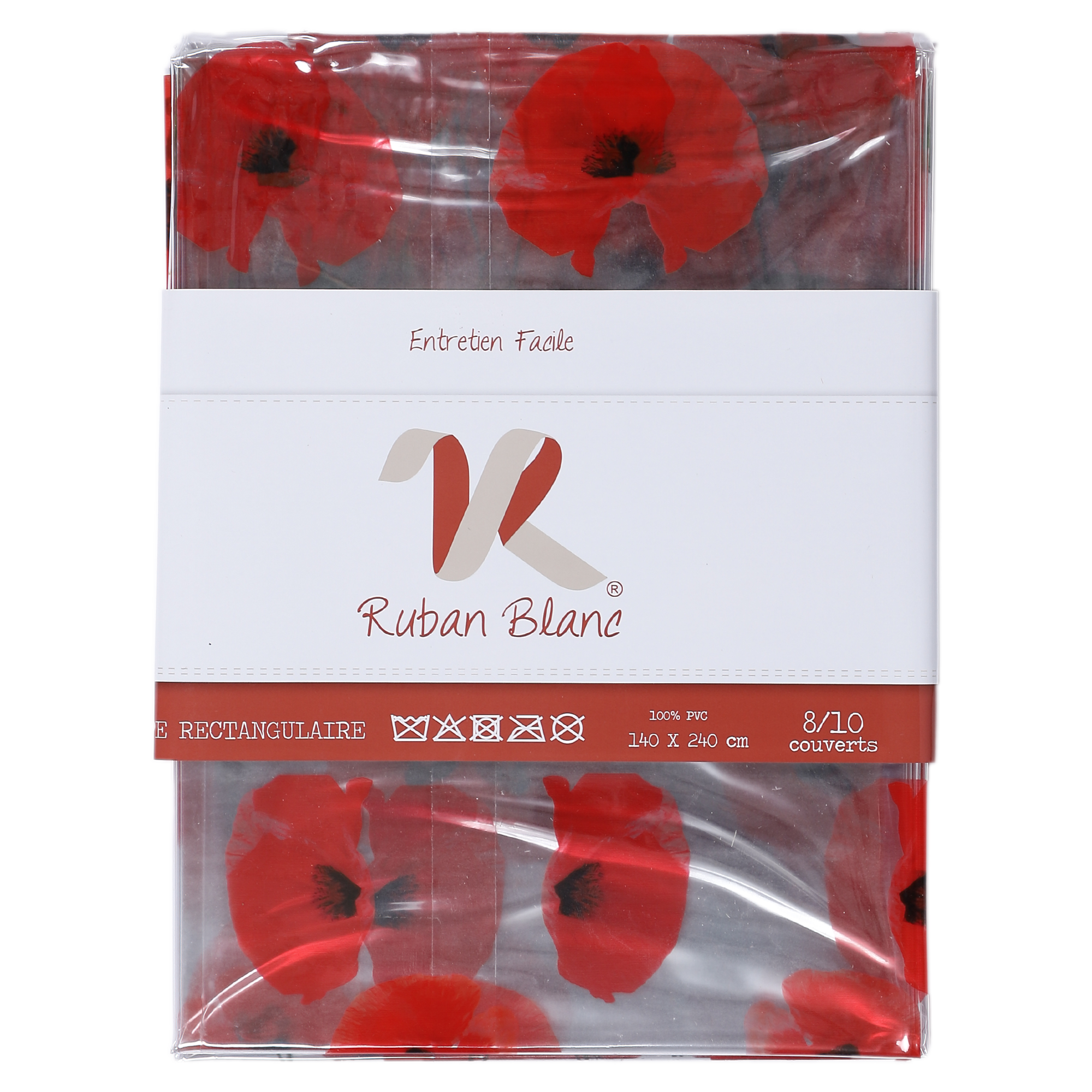Nappe transparente 140x240cm - Rouge