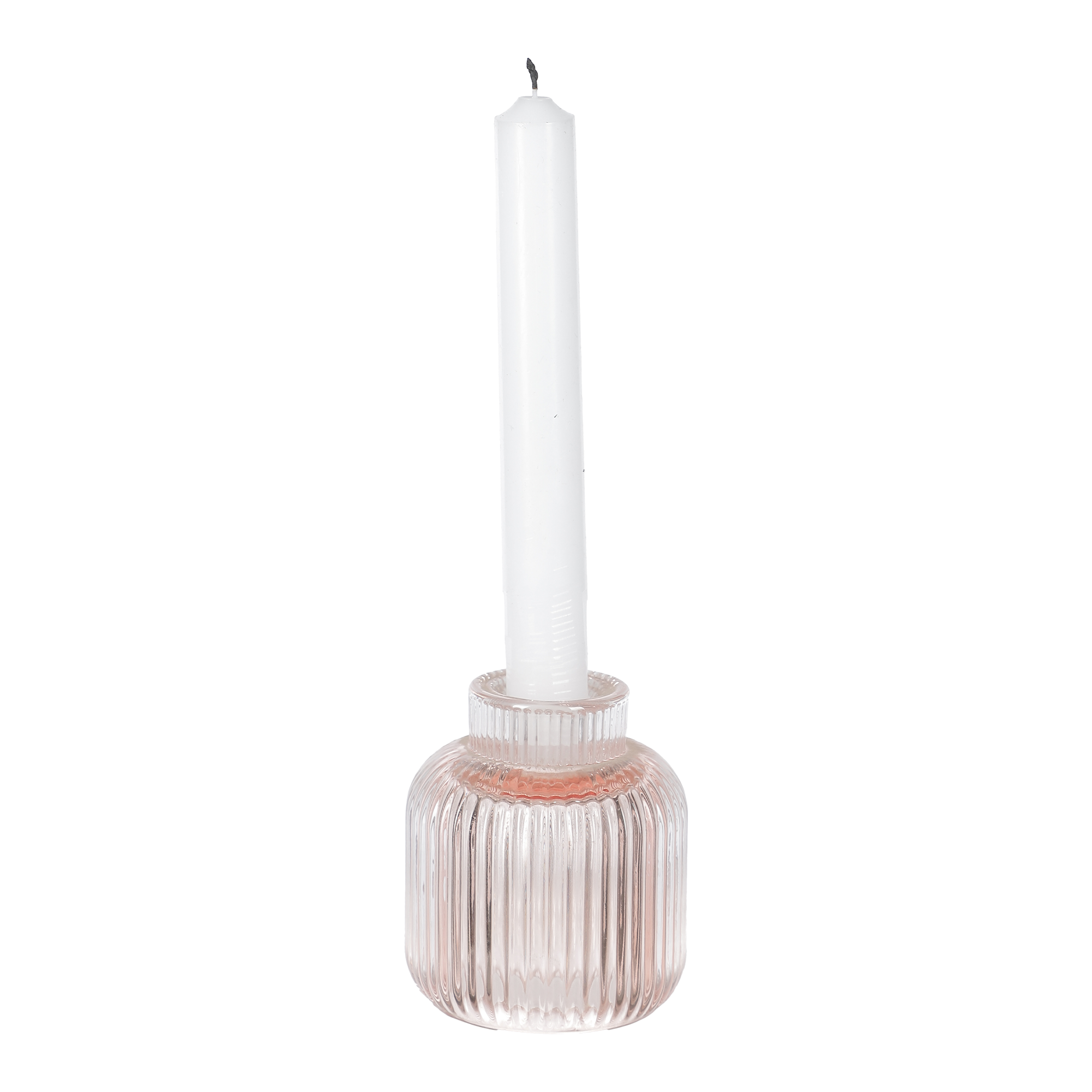 Bougeoir en verre  - Rose