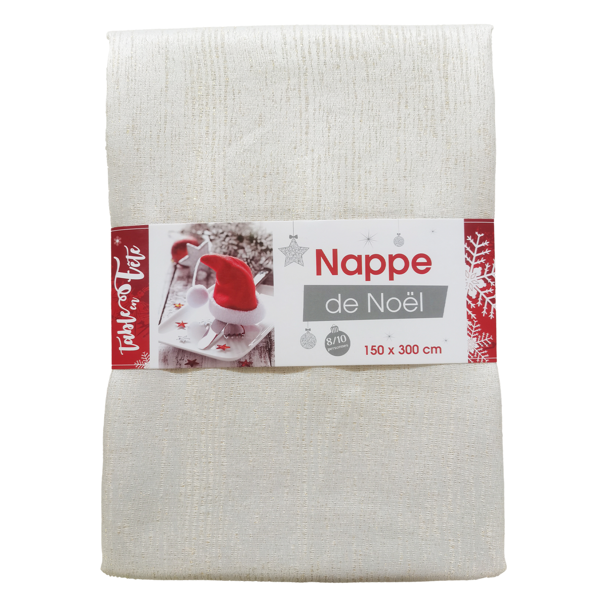 Nappe damassée polyester Lurex Chiné - Argent