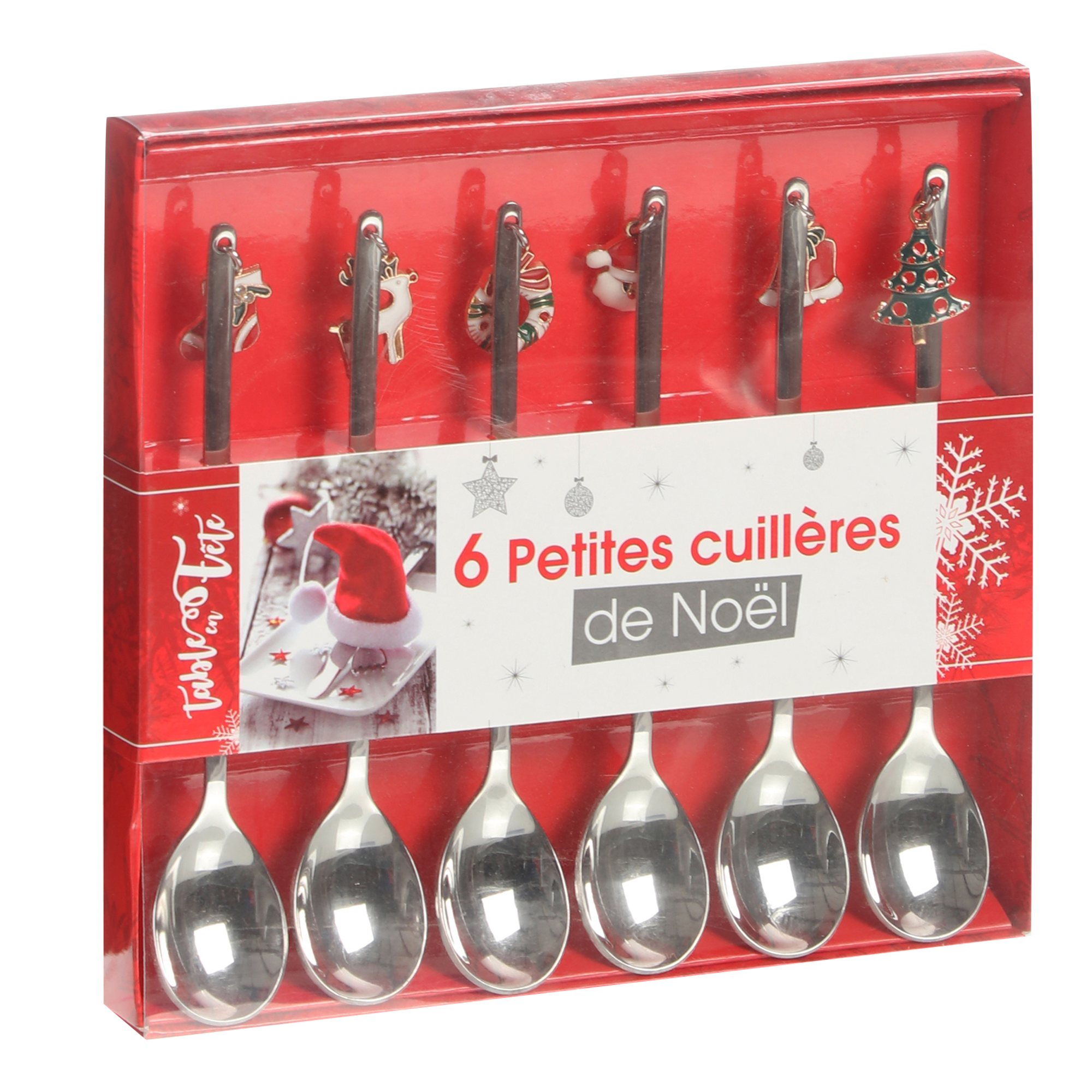 6 petites cuillères breloques de Noël