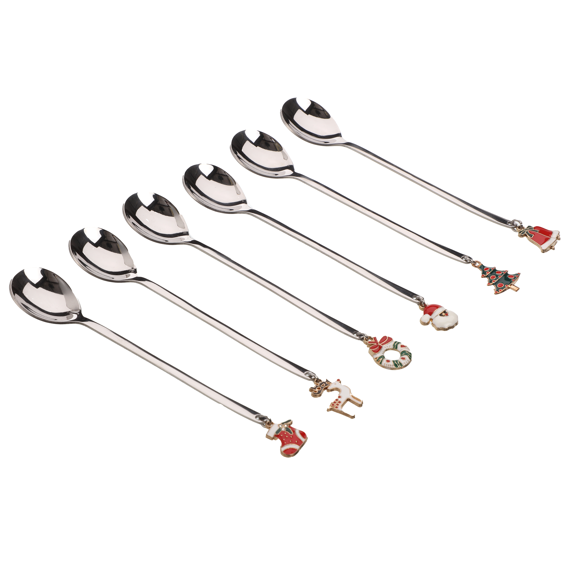 6 petites cuillères breloques de Noël