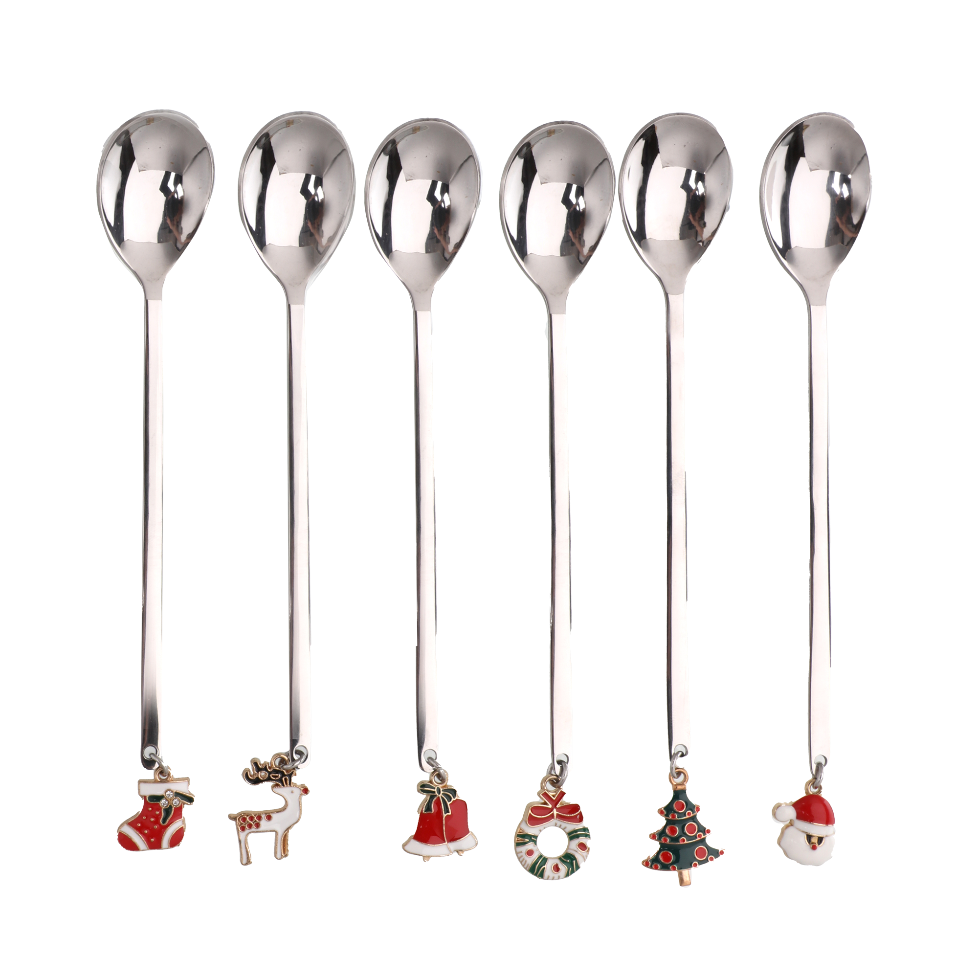 6 petites cuillères breloques de Noël