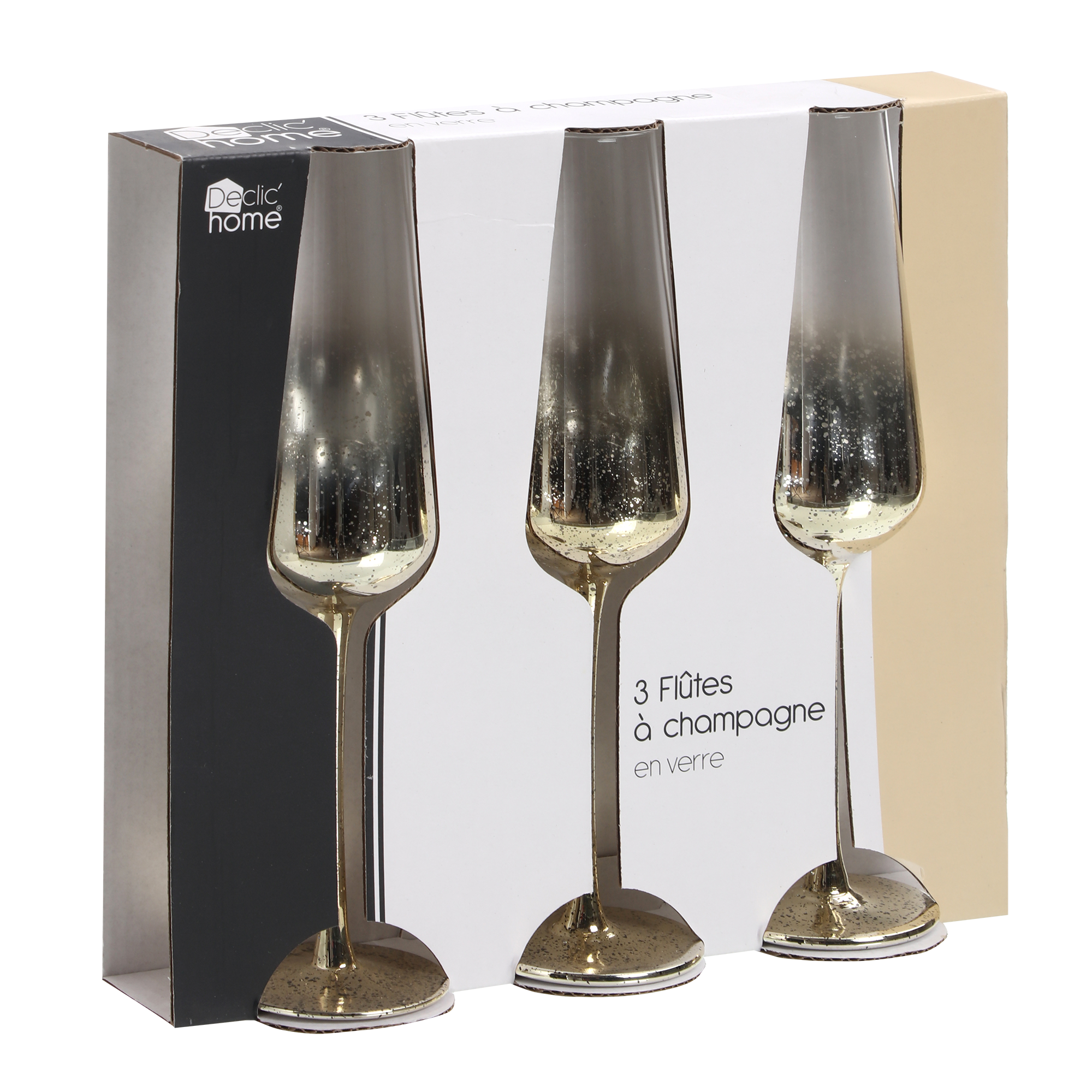 3 flûtes à champagne or