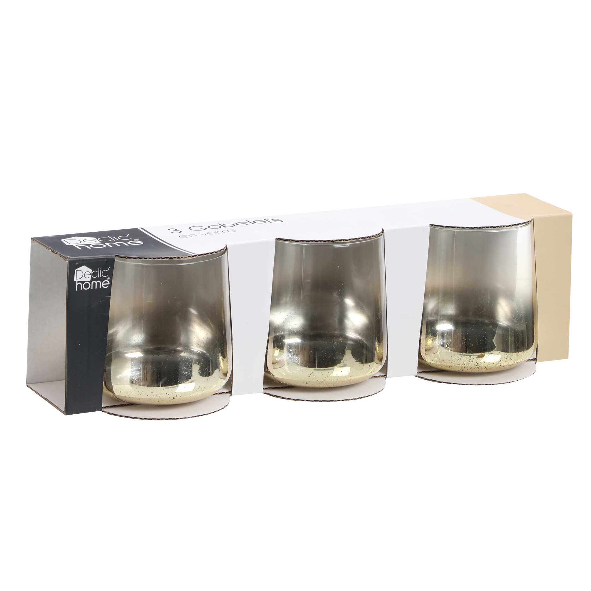 3 verres à eau or