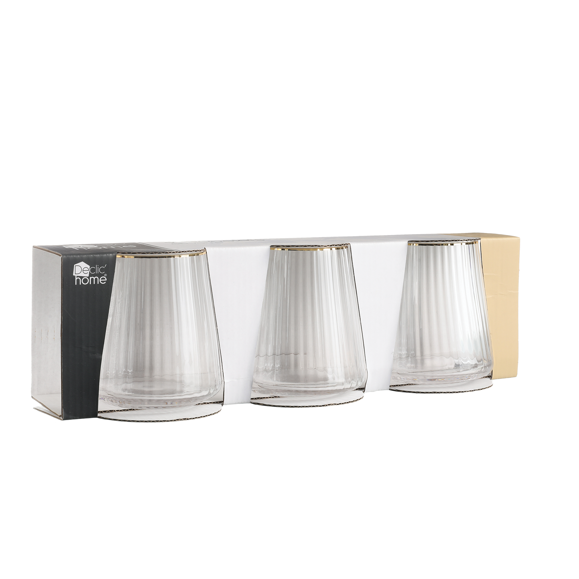 3 verres à eau bord doré