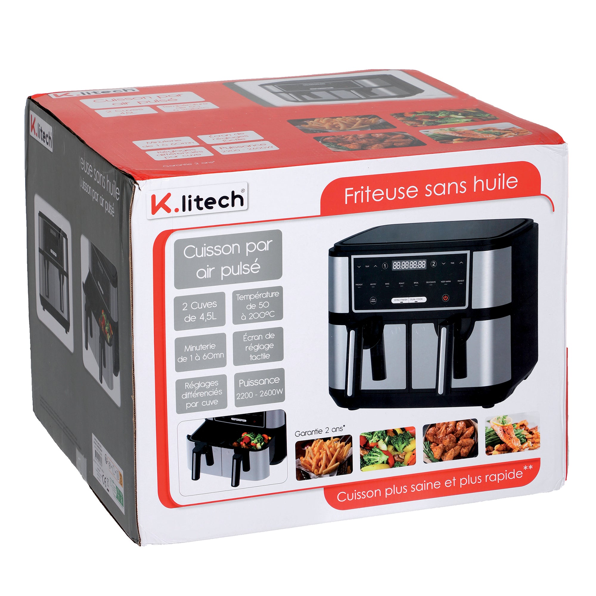 Friteuse sans huile 2 compartiments 4,5Lx2