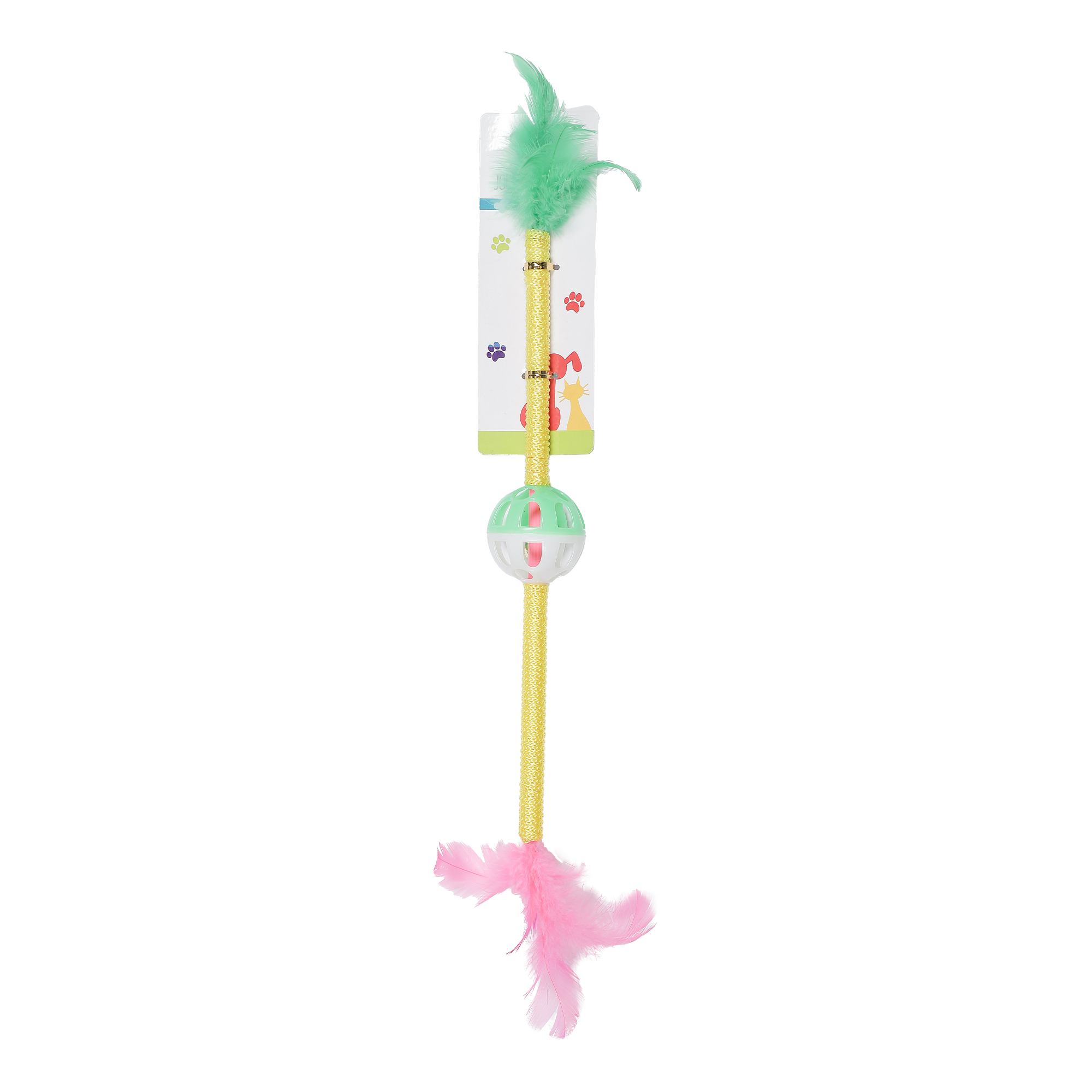 JOUET POUR CHAT BATON PLASTIQUE BALLE PLUMEAU 50CM
