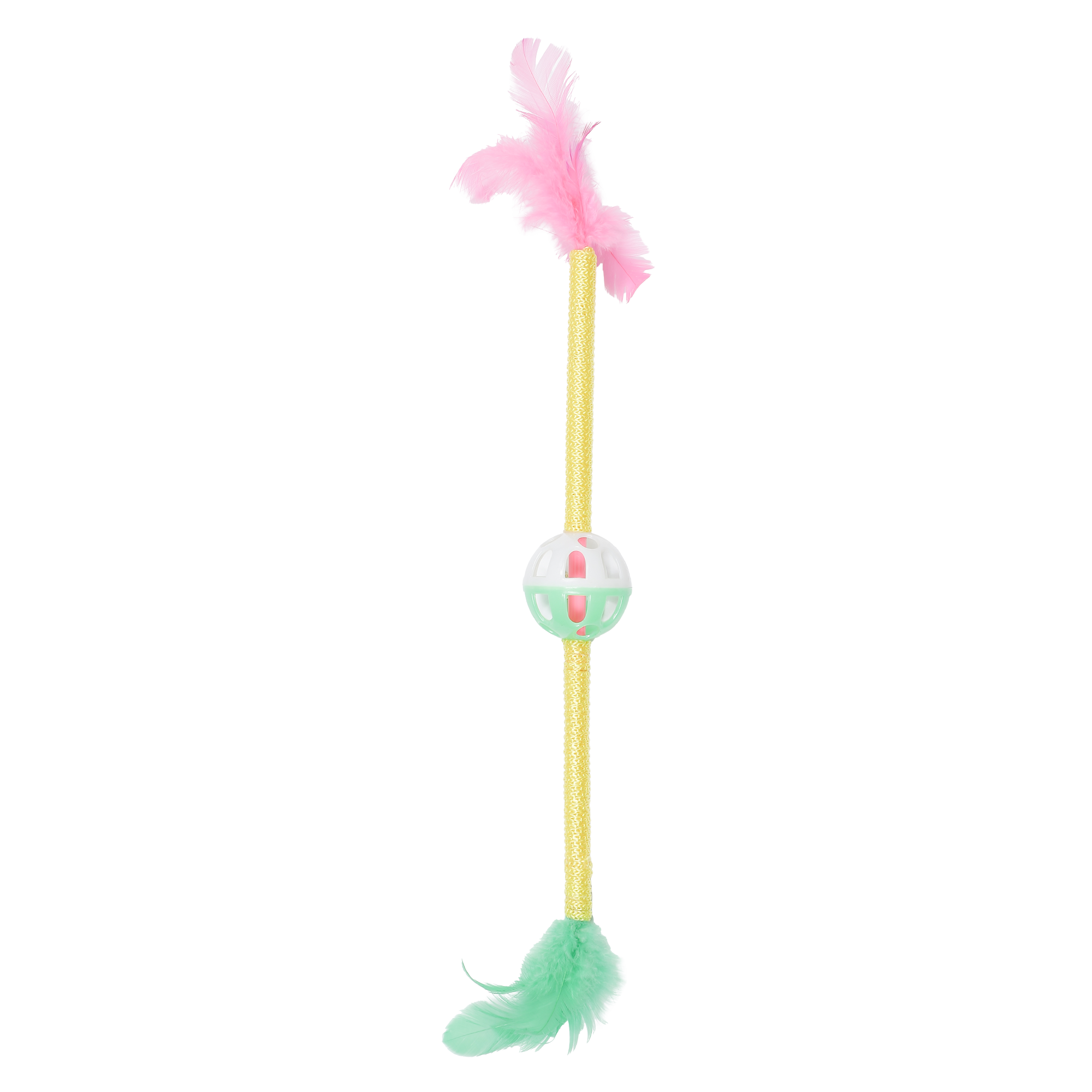 JOUET POUR CHAT BATON PLASTIQUE BALLE PLUMEAU 50CM
